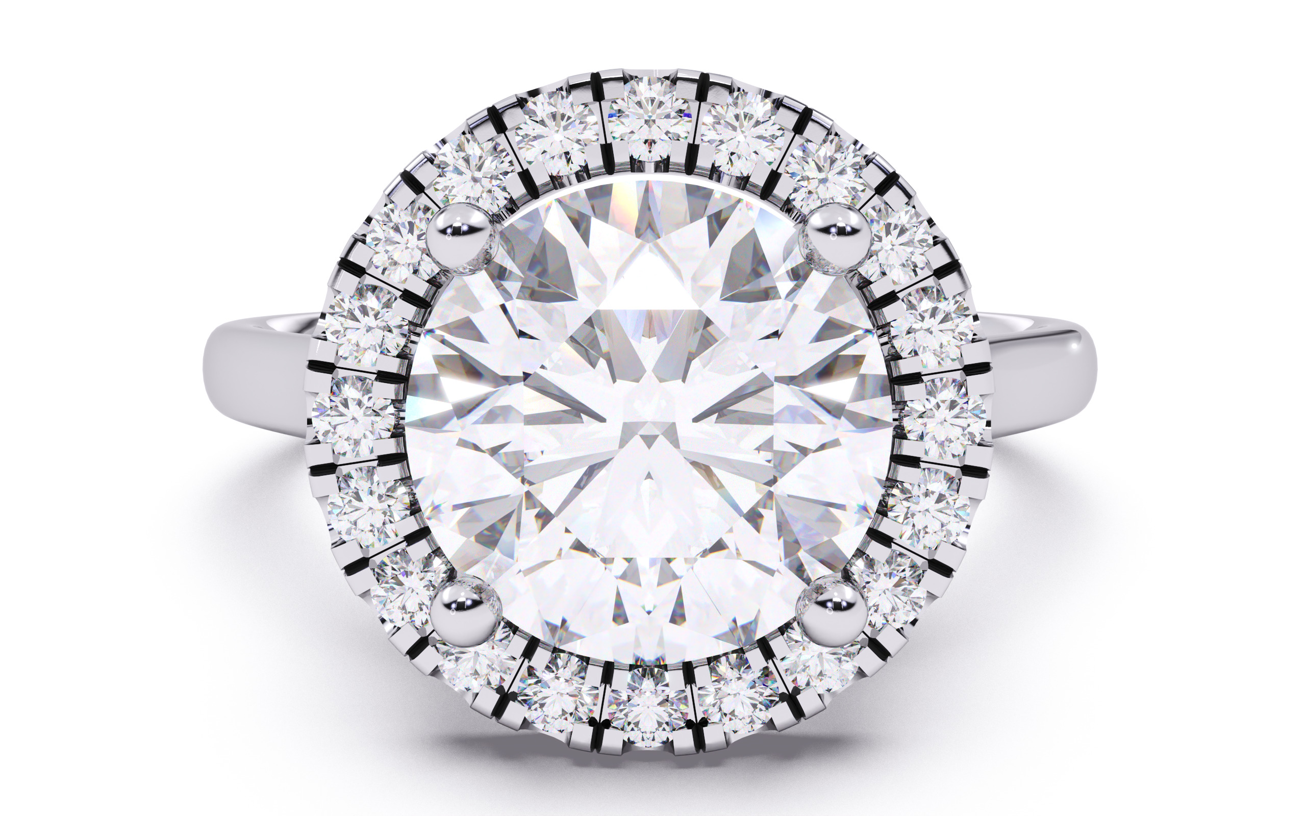 Round Diamond Halo Setting Solitaire Ring  3D print model_15
