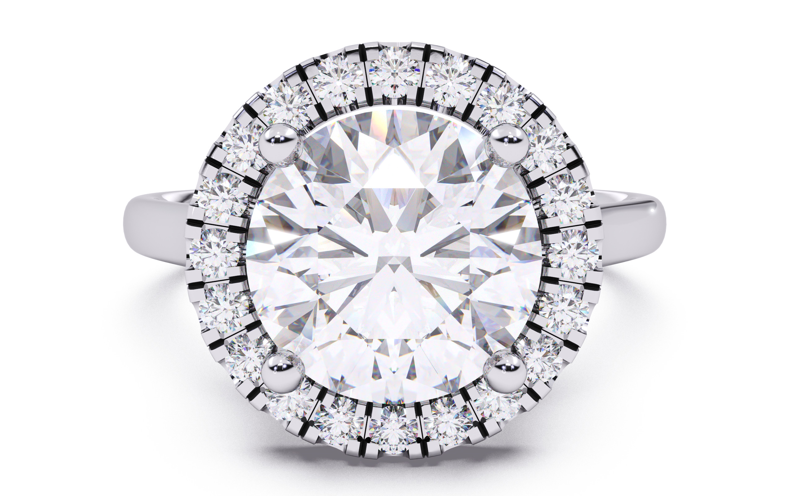 Round Diamond Halo Setting Solitaire Ring  3D print model_14