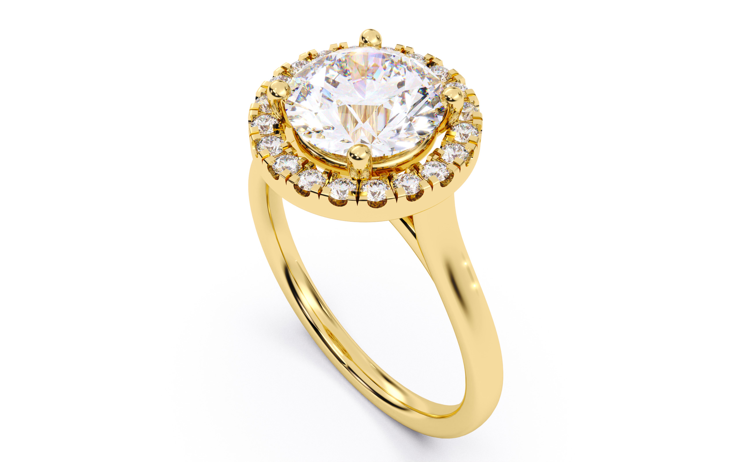 Round Diamond Halo Setting Solitaire Ring  3D print model_5