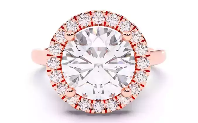 Round Diamond Halo Setting Solitaire Ring  3D print model
