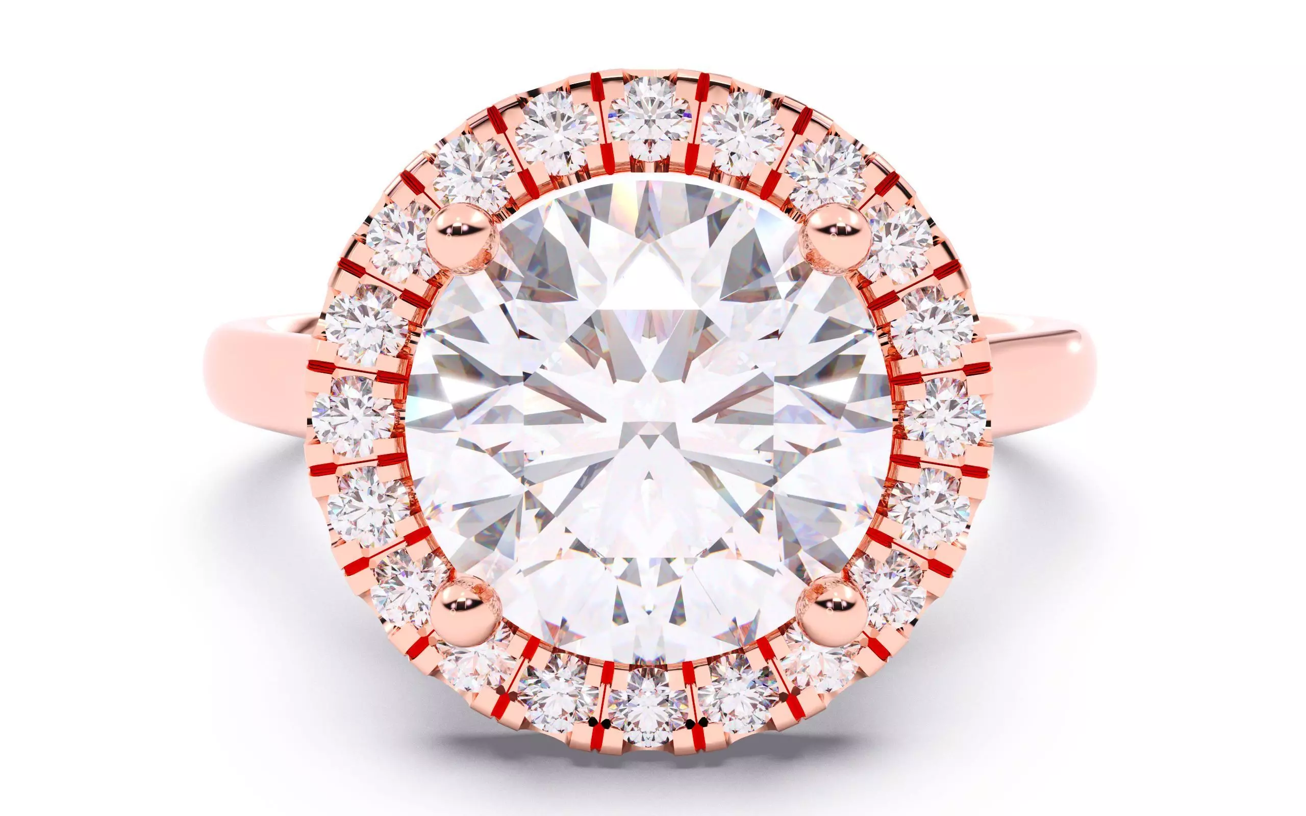 Round Diamond Halo Setting Solitaire Ring  3D print model_0