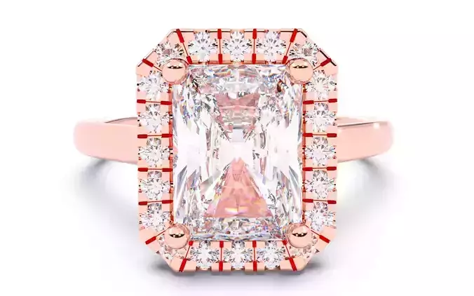 Radiant Diamond Halo Setting Solitaire Ring  3D print model