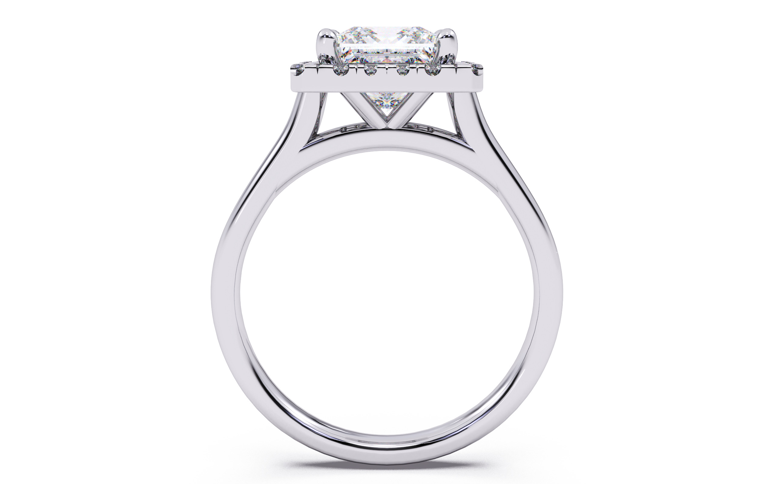 Princess Diamond Halo Setting Solitaire Ring  3D print model_6