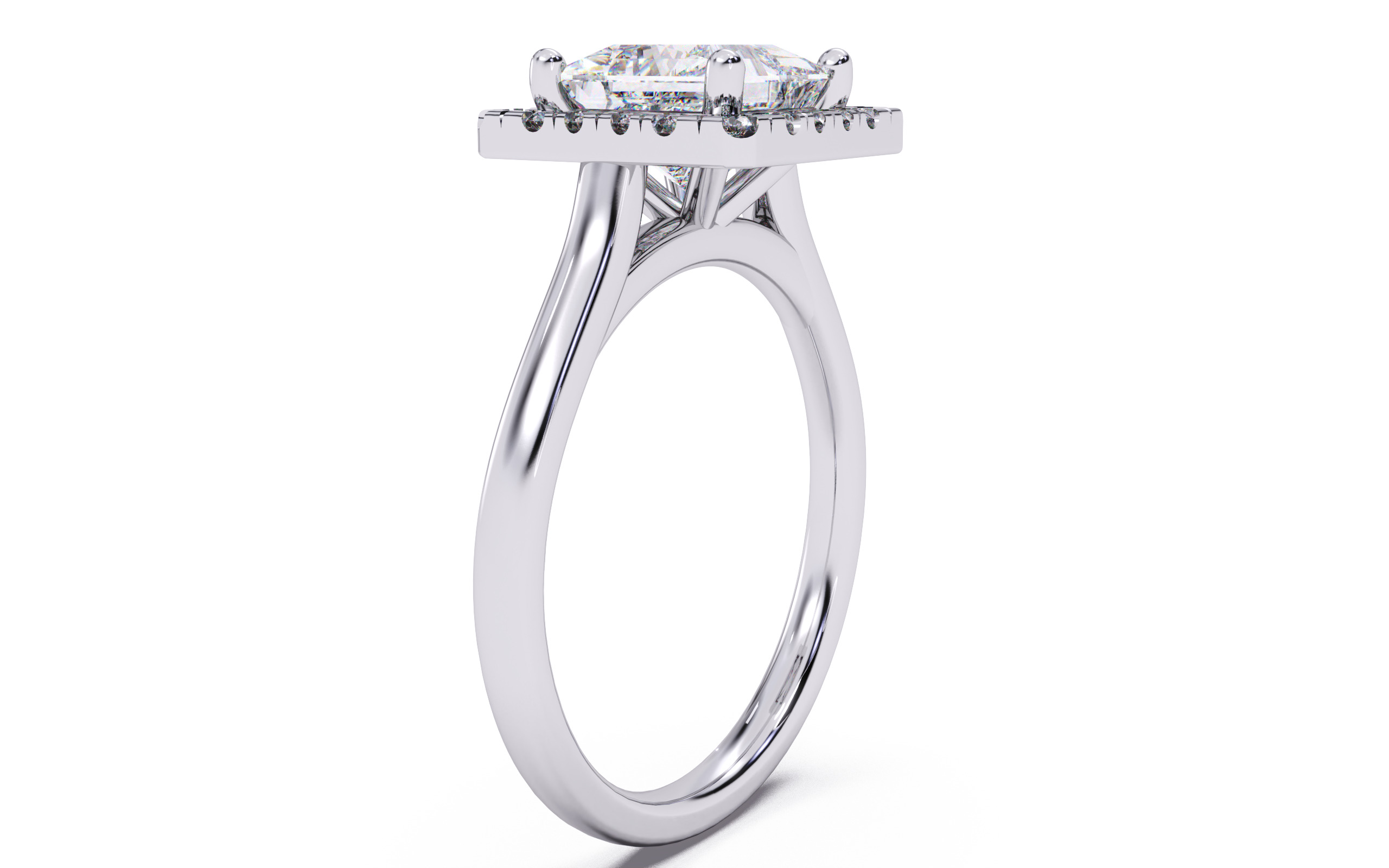 Princess Diamond Halo Setting Solitaire Ring  3D print model_18