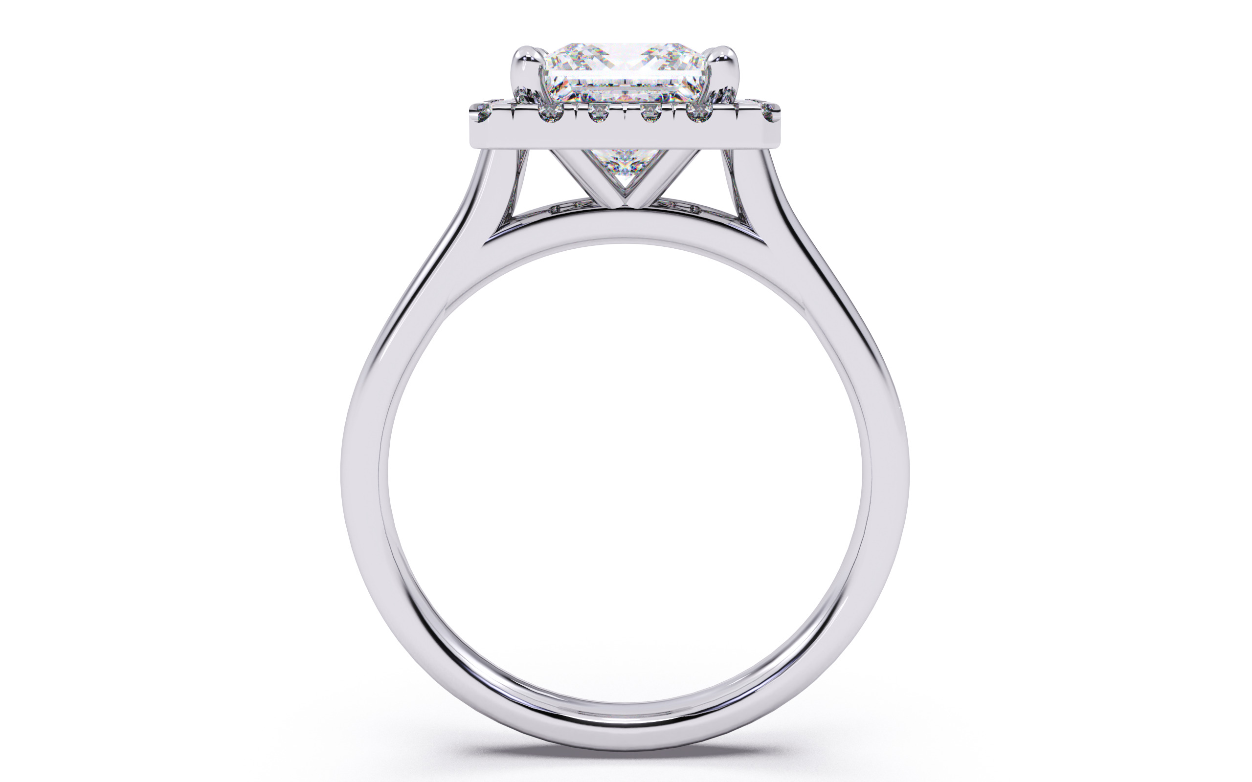 Princess Diamond Halo Setting Solitaire Ring  3D print model_7