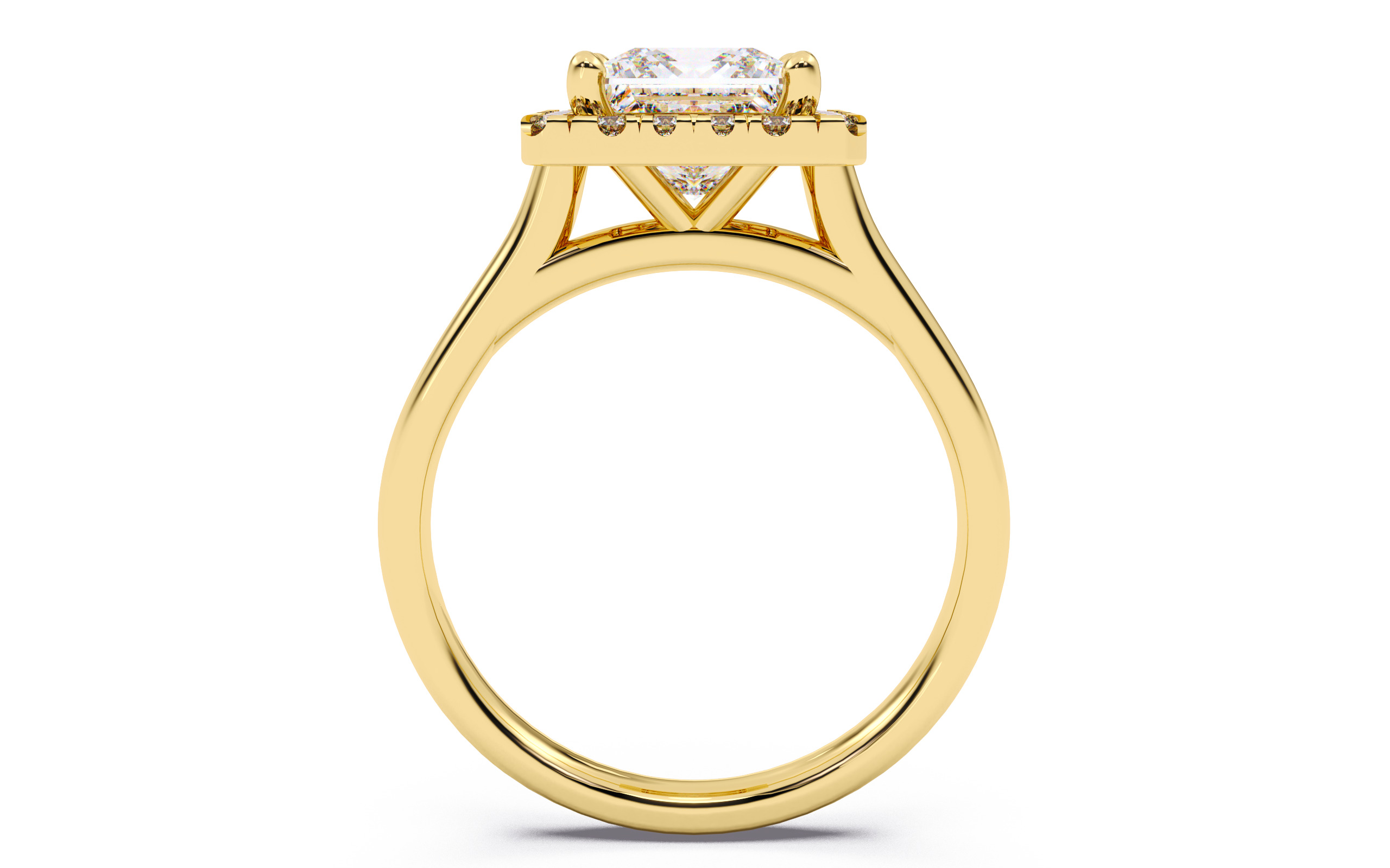 Princess Diamond Halo Setting Solitaire Ring  3D print model_8