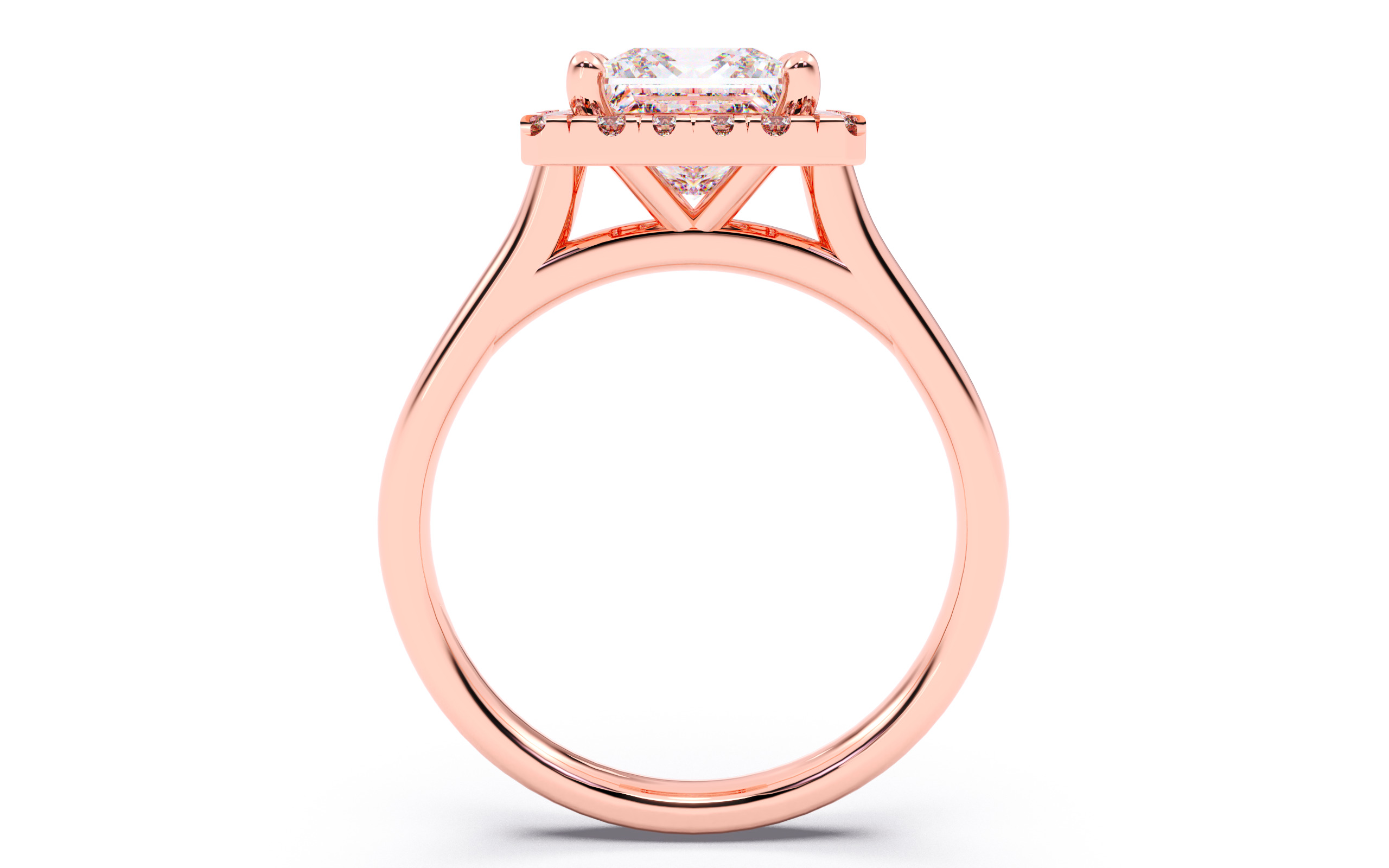 Princess Diamond Halo Setting Solitaire Ring  3D print model_11