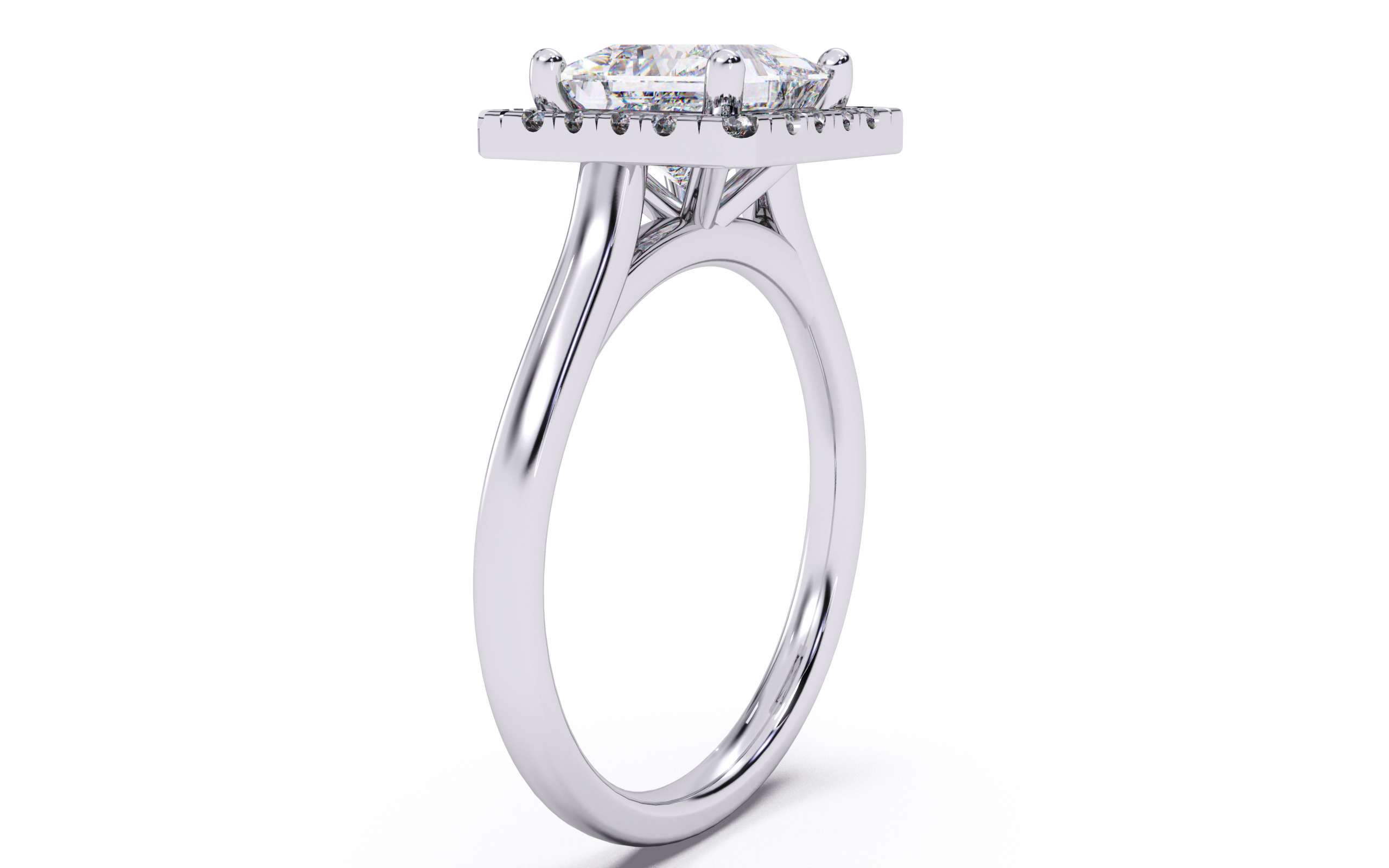 Princess Diamond Halo Setting Solitaire Ring  3D print model_19
