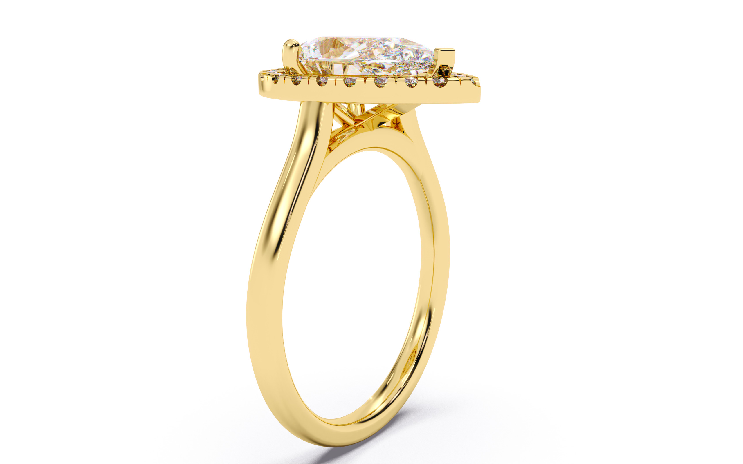 Pear Diamond Halo Setting Solitaire Ring 3D print model_12