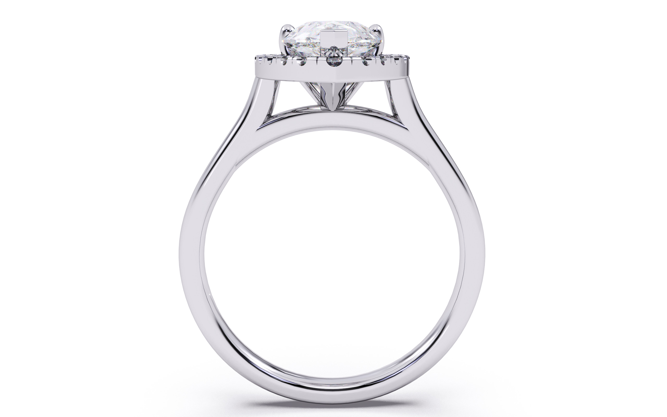Pear Diamond Halo Setting Solitaire Ring 3D print model_7