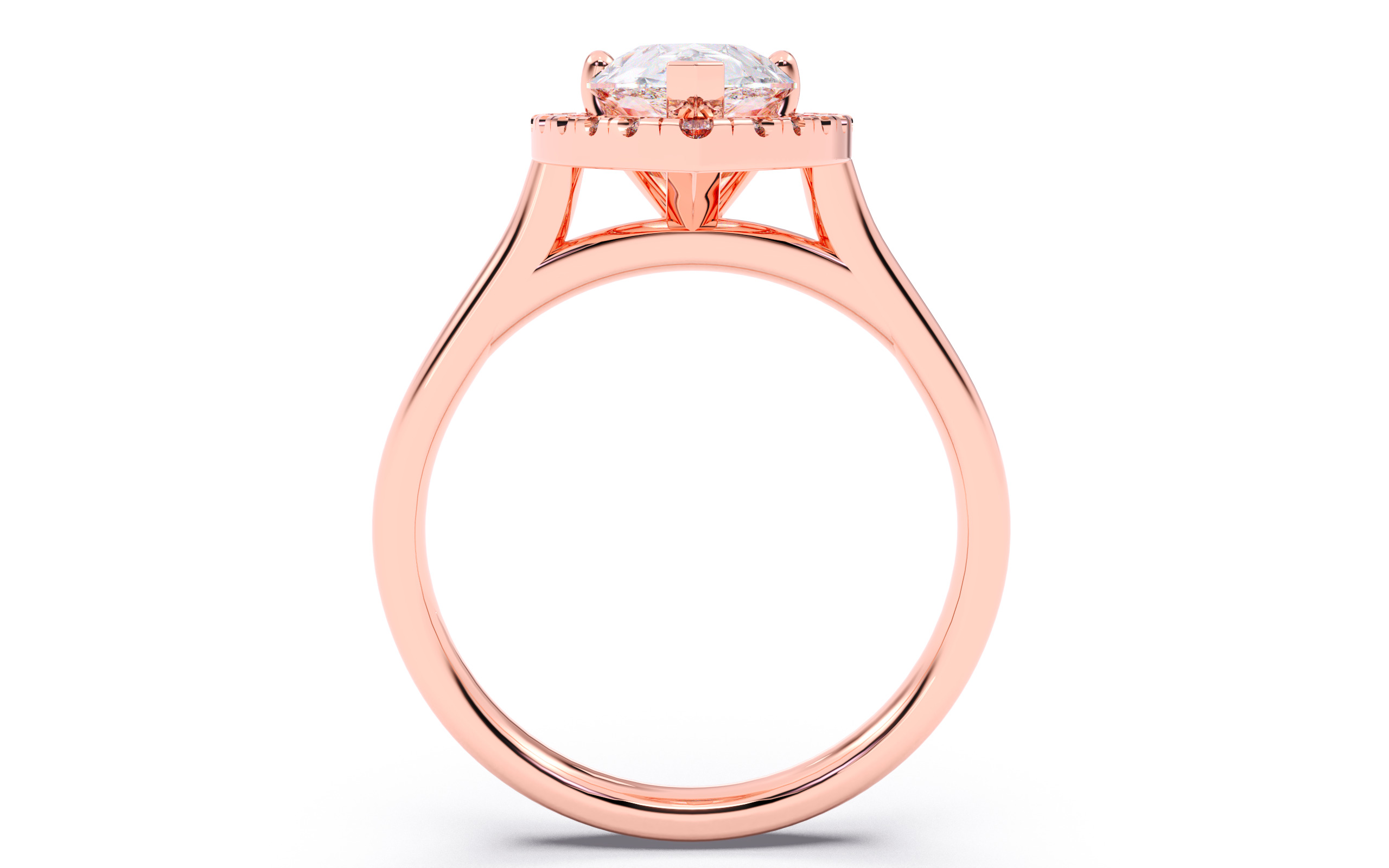 Pear Diamond Halo Setting Solitaire Ring 3D print model_11