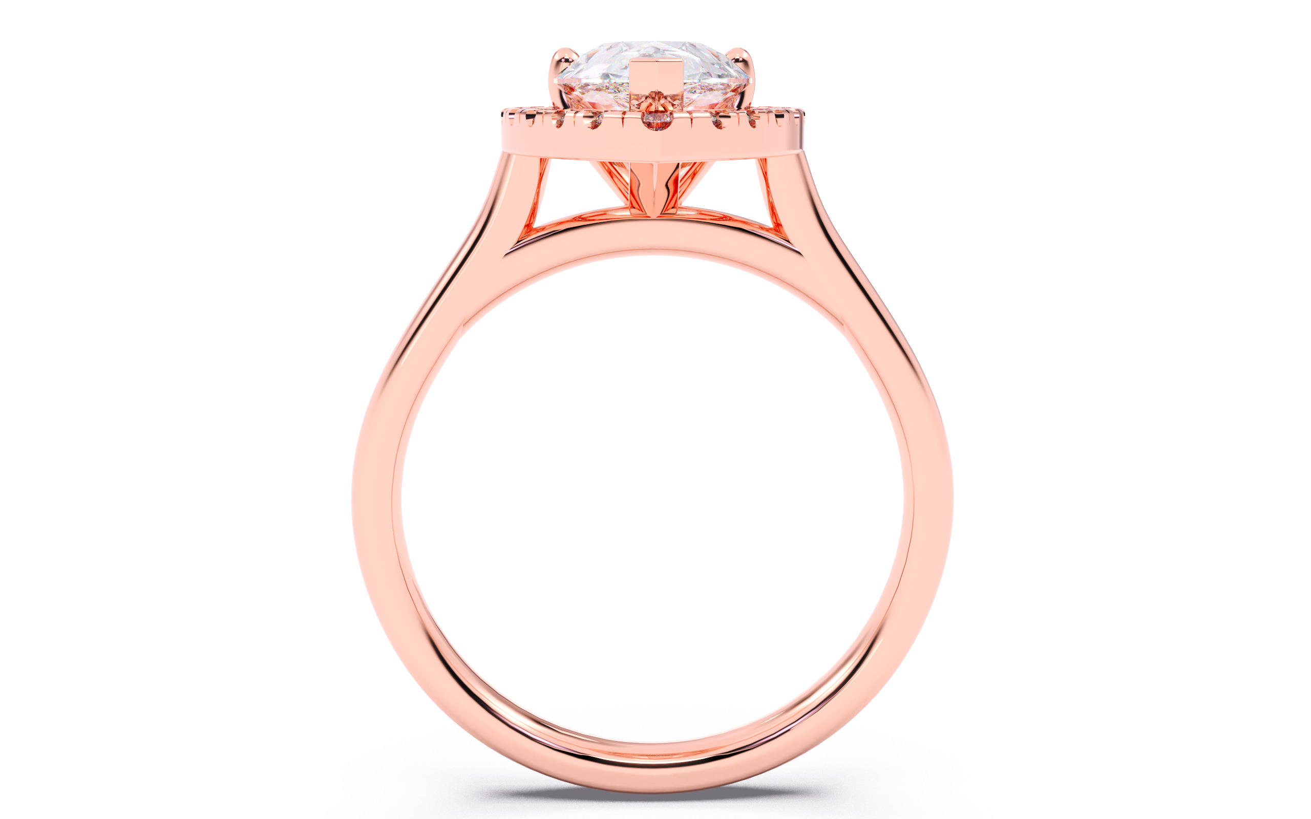 Pear Diamond Halo Setting Solitaire Ring 3D print model_10
