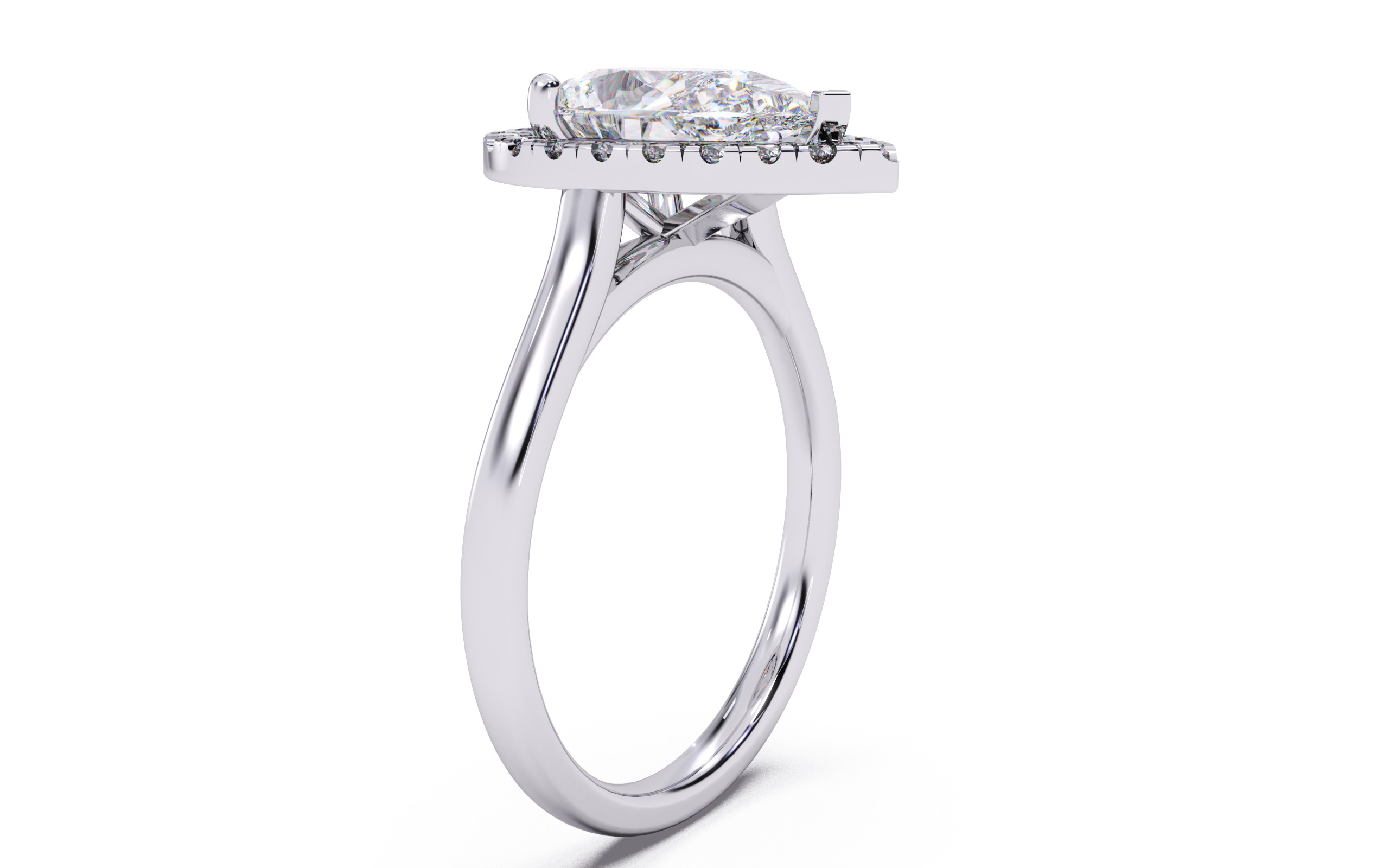 Pear Diamond Halo Setting Solitaire Ring 3D print model_18