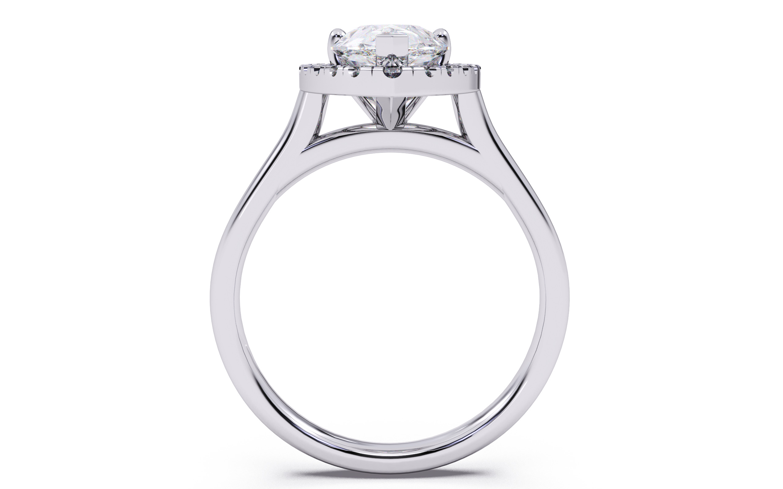 Pear Diamond Halo Setting Solitaire Ring 3D print model_6