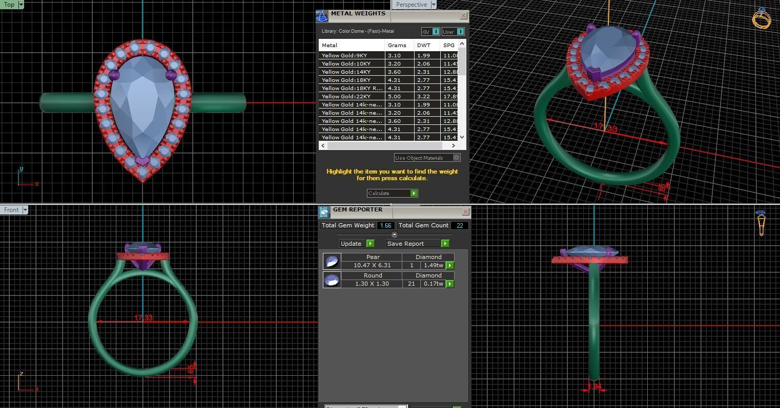 Pear Diamond Halo Setting Solitaire Ring 3D print model_25