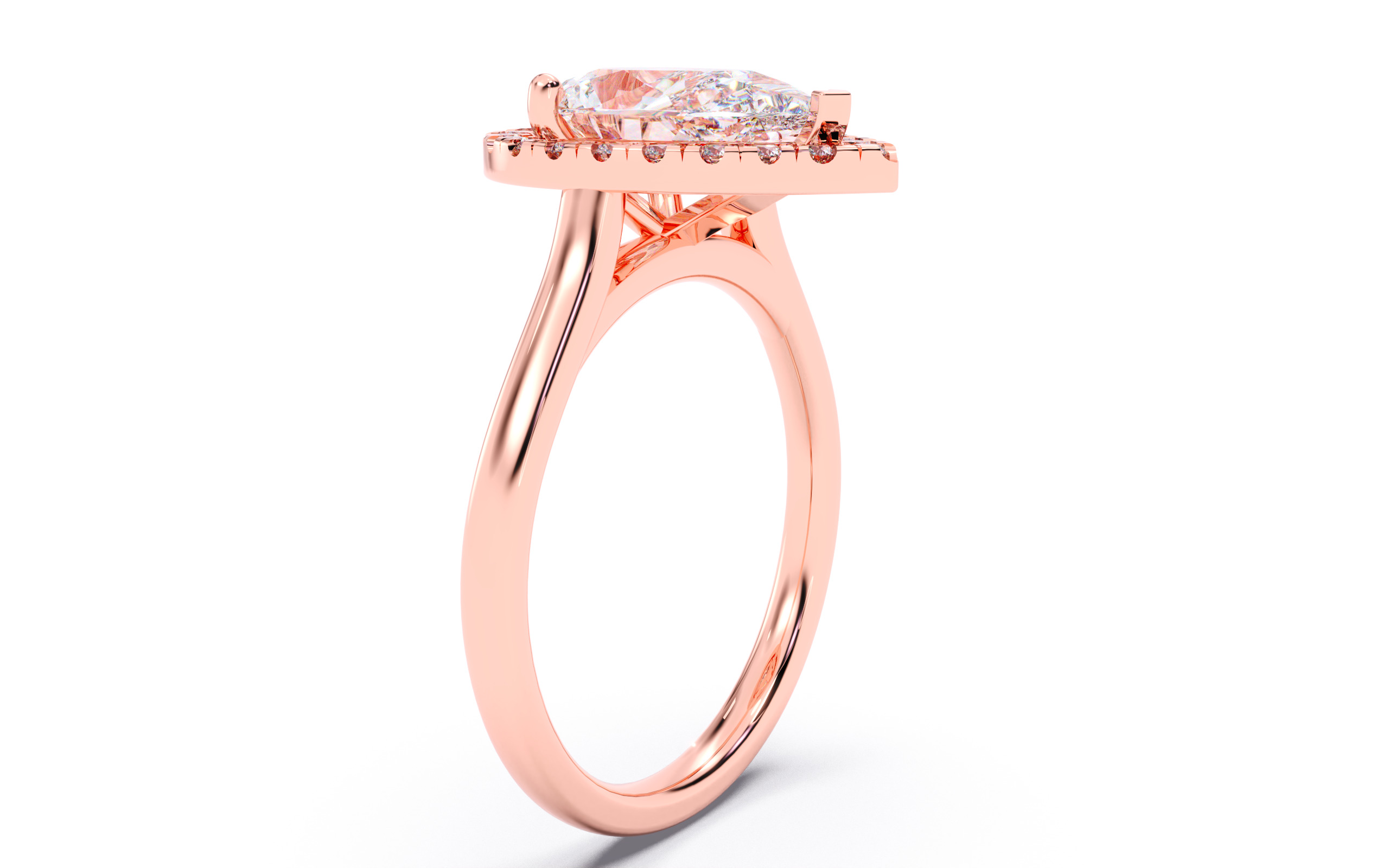 Pear Diamond Halo Setting Solitaire Ring 3D print model_21