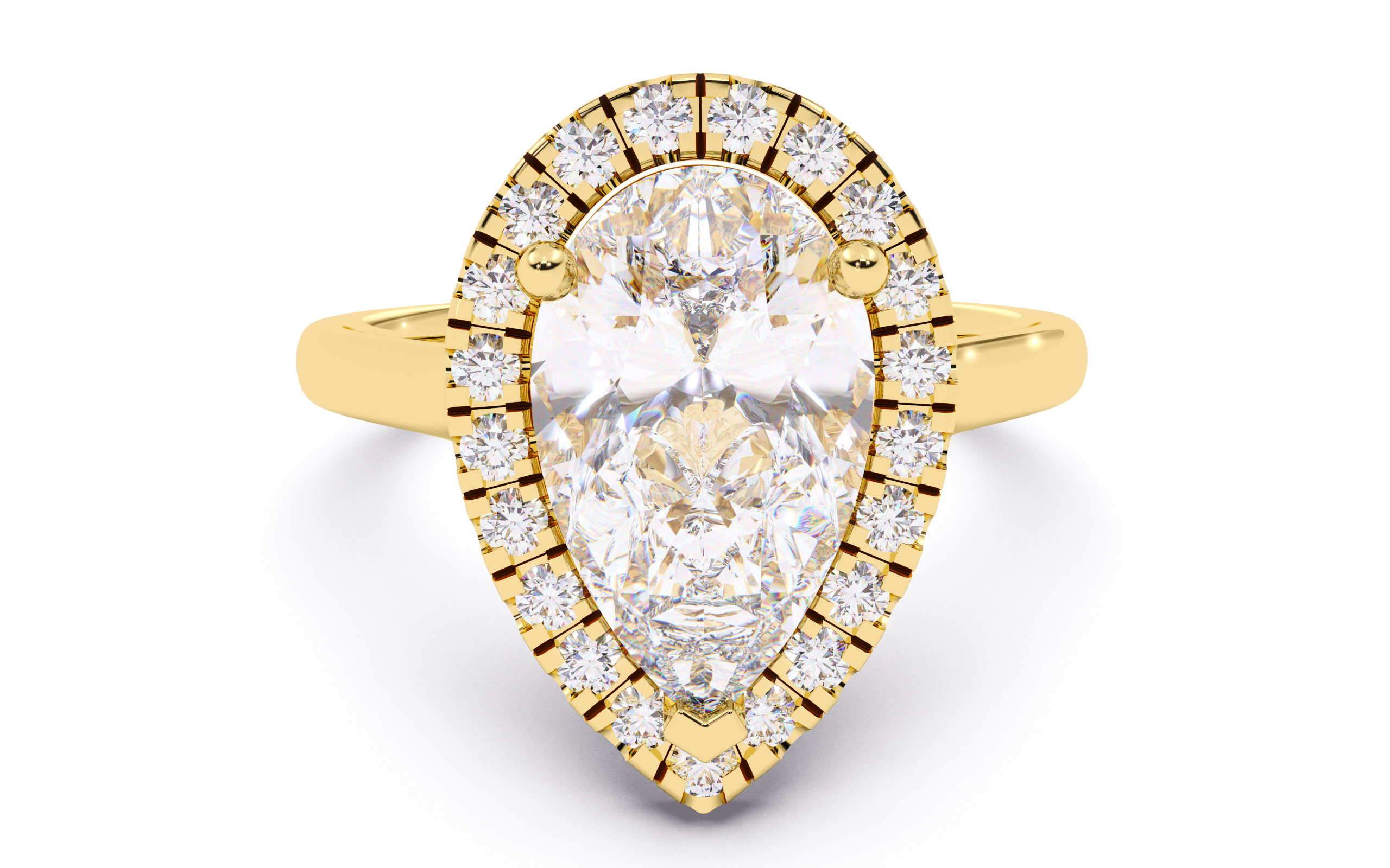 Pear Diamond Halo Setting Solitaire Ring 3D print model_17