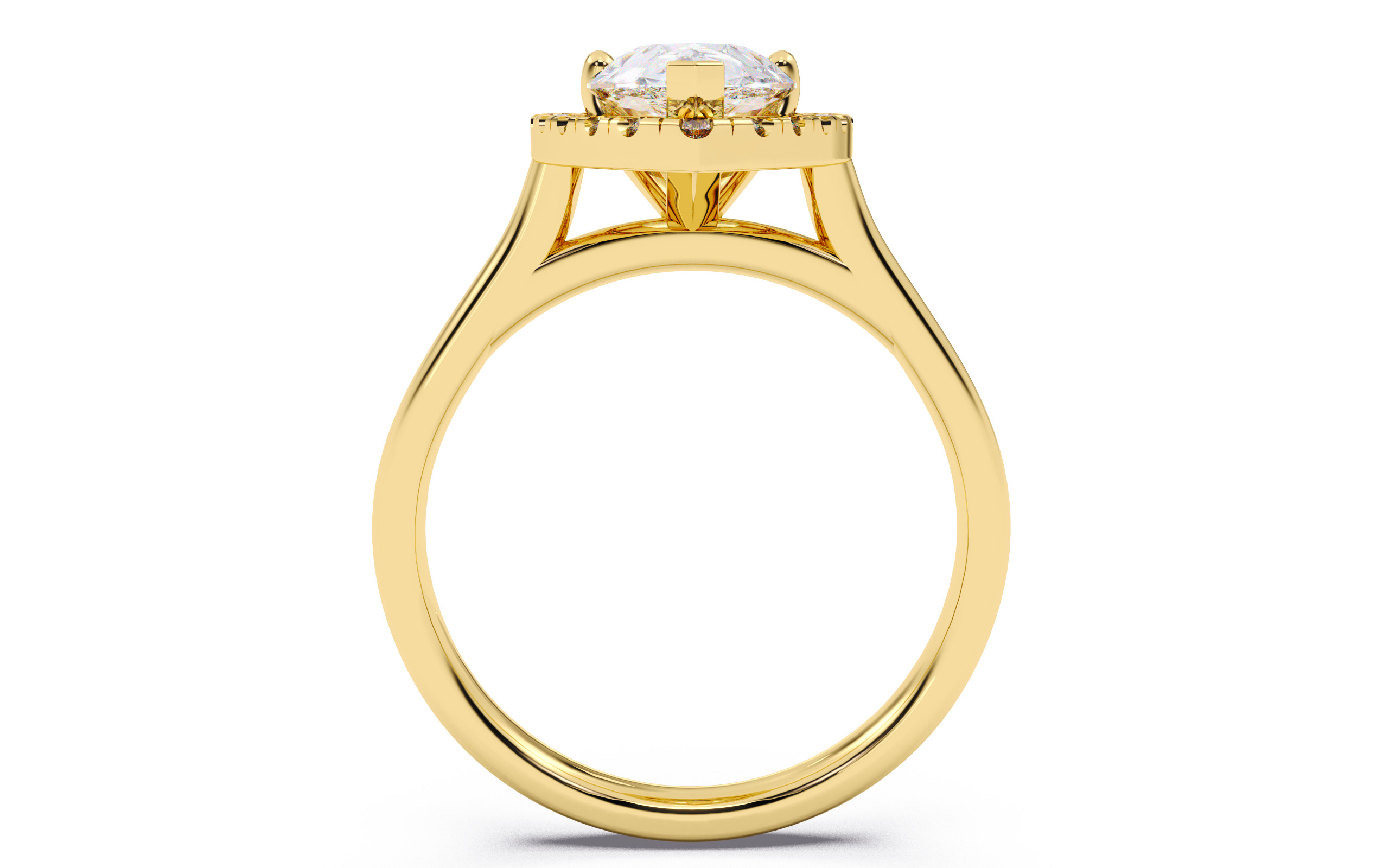 Pear Diamond Halo Setting Solitaire Ring 3D print model_8