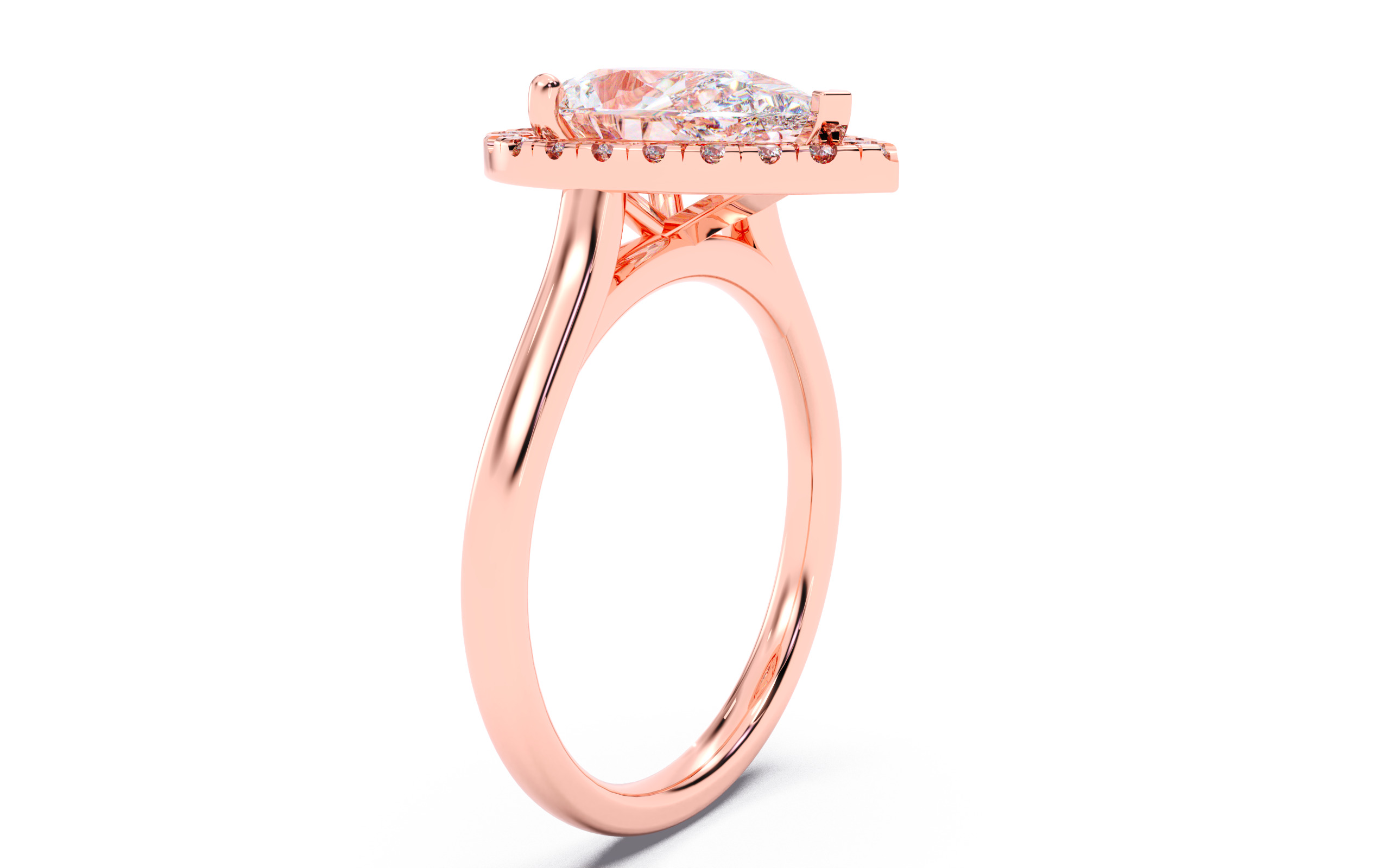 Pear Diamond Halo Setting Solitaire Ring 3D print model_20