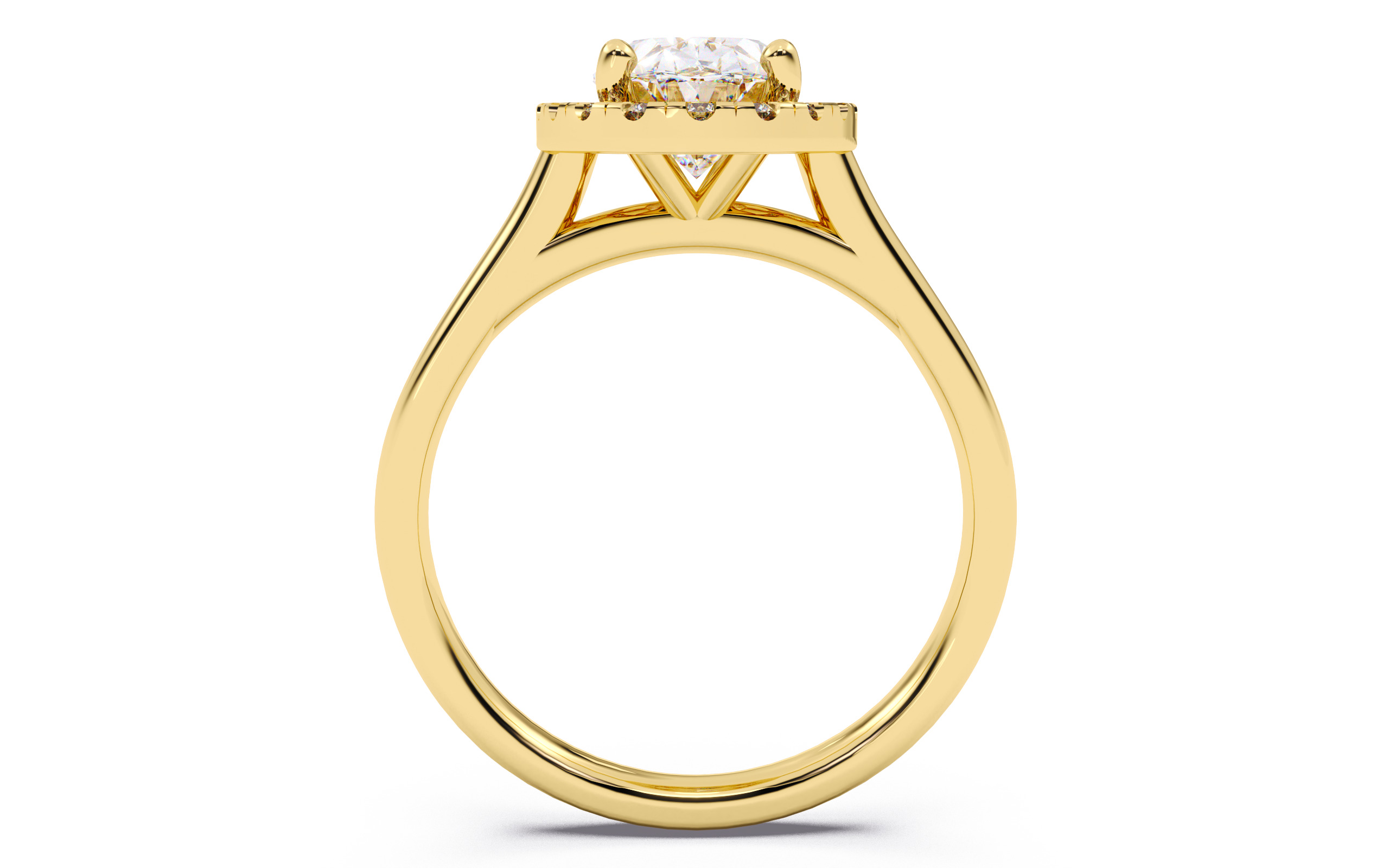 Oval Diamond Halo Setting Solitaire Ring 3D print model_8
