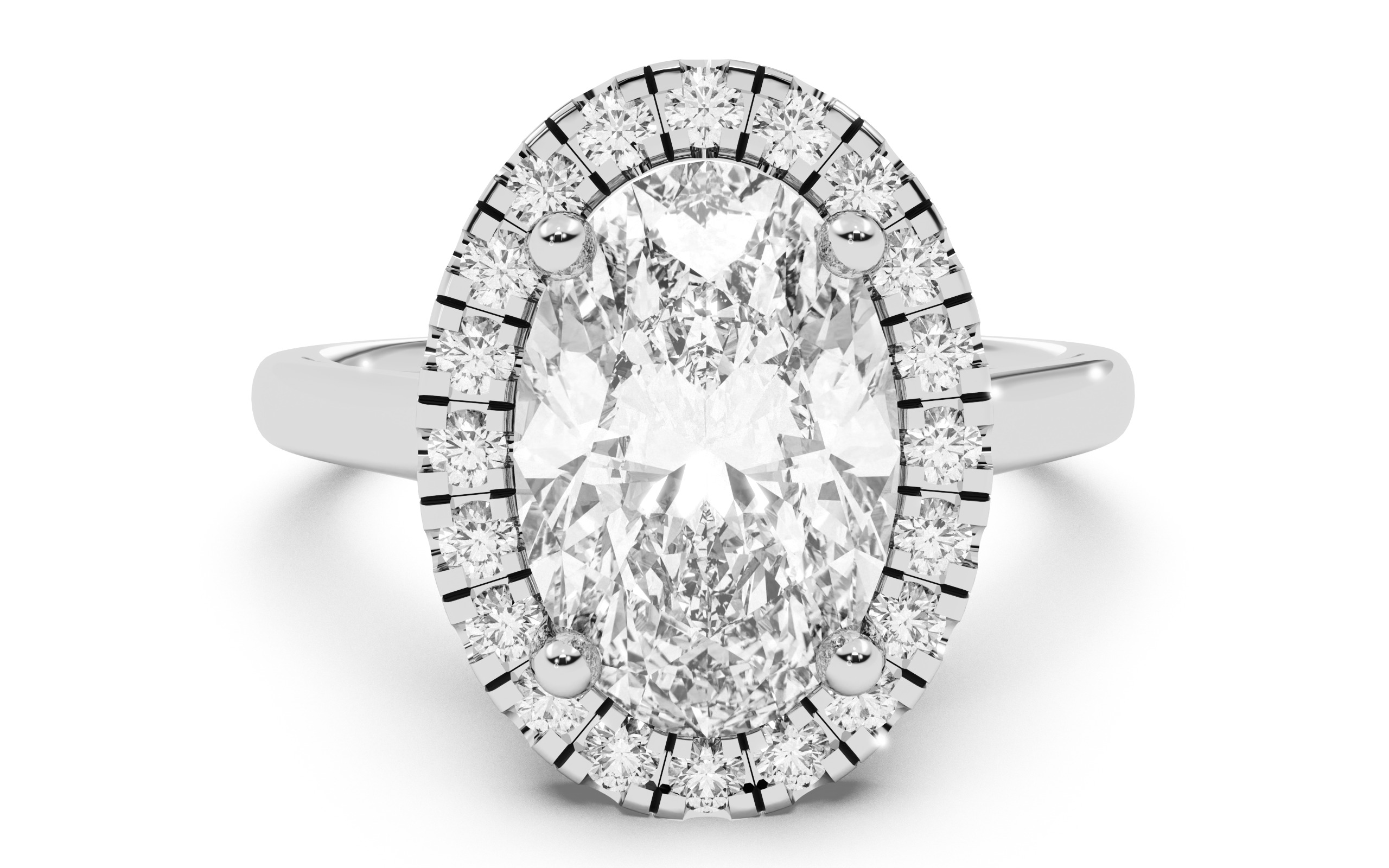 Oval Diamond Halo Setting Solitaire Ring 3D print model_16
