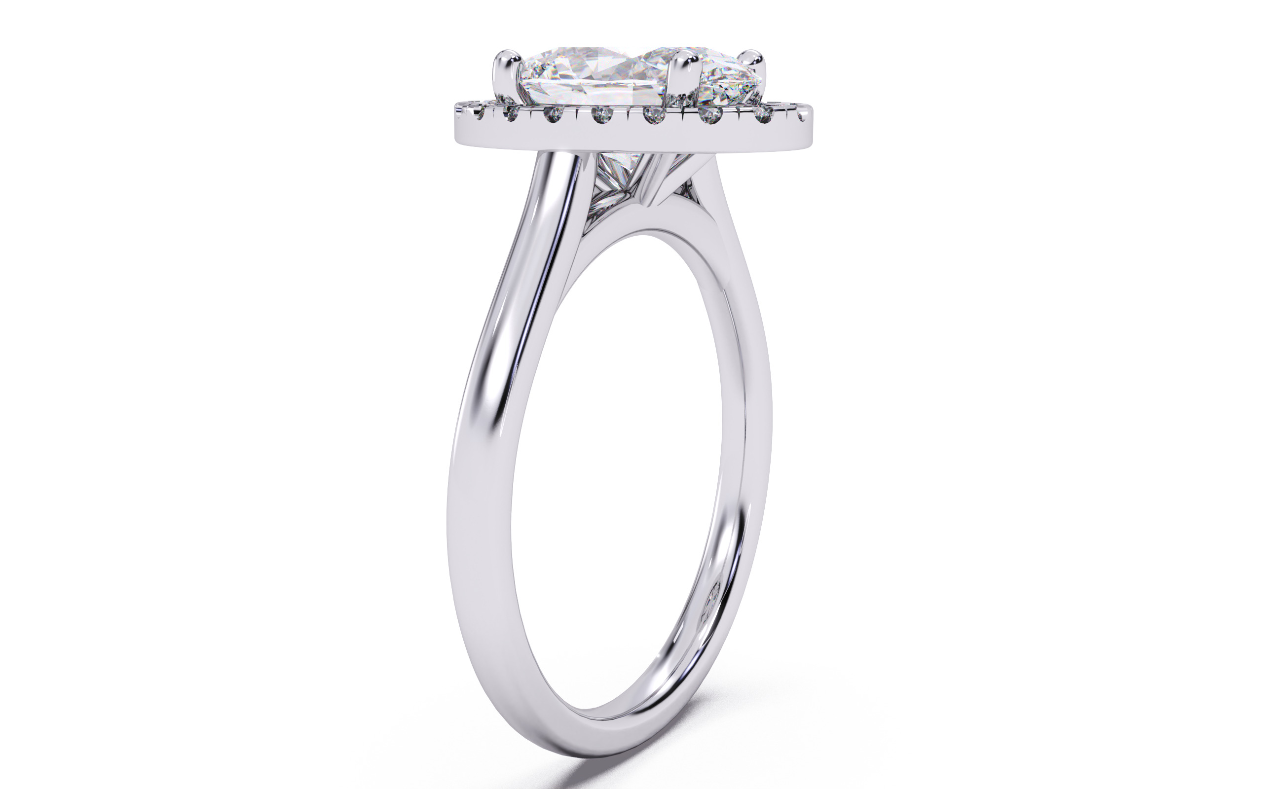 Oval Diamond Halo Setting Solitaire Ring 3D print model_18