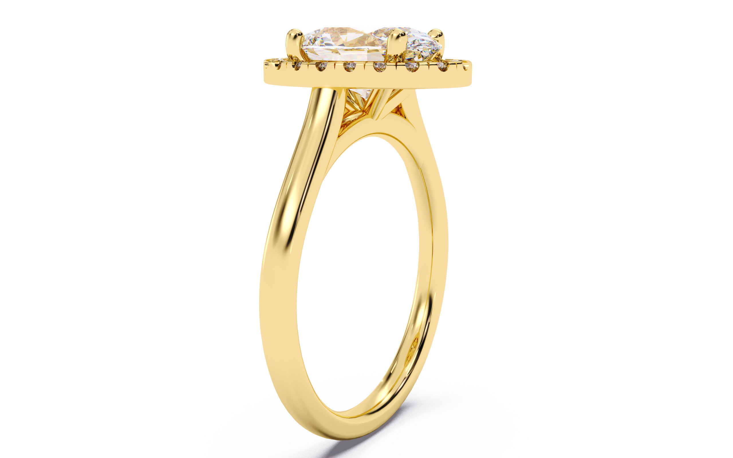 Oval Diamond Halo Setting Solitaire Ring 3D print model_2