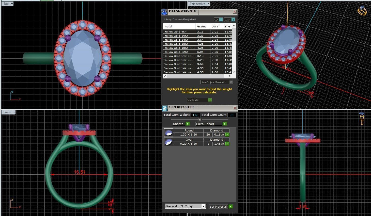 Oval Diamond Halo Setting Solitaire Ring 3D print model_1
