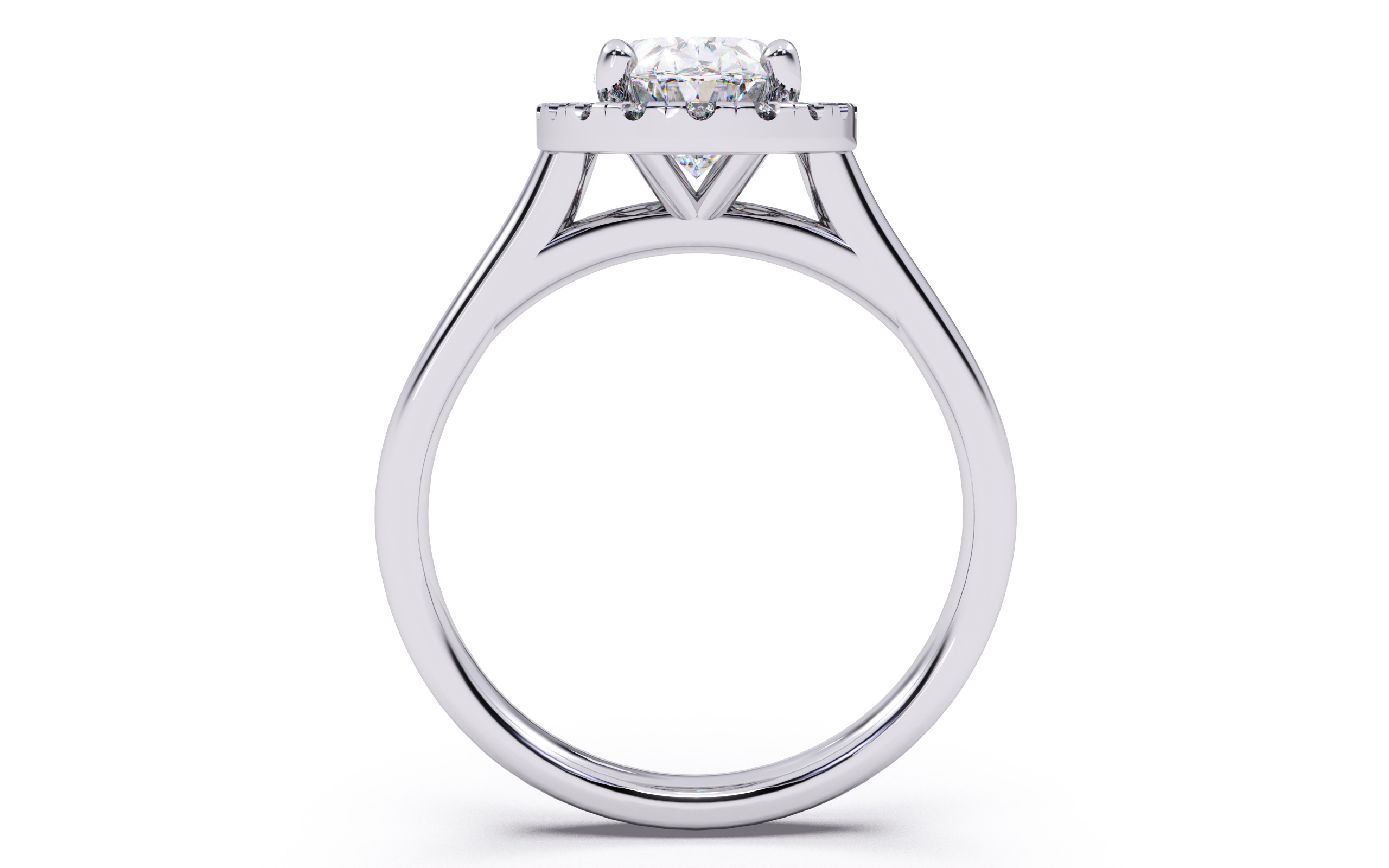 Oval Diamond Halo Setting Solitaire Ring 3D print model_7