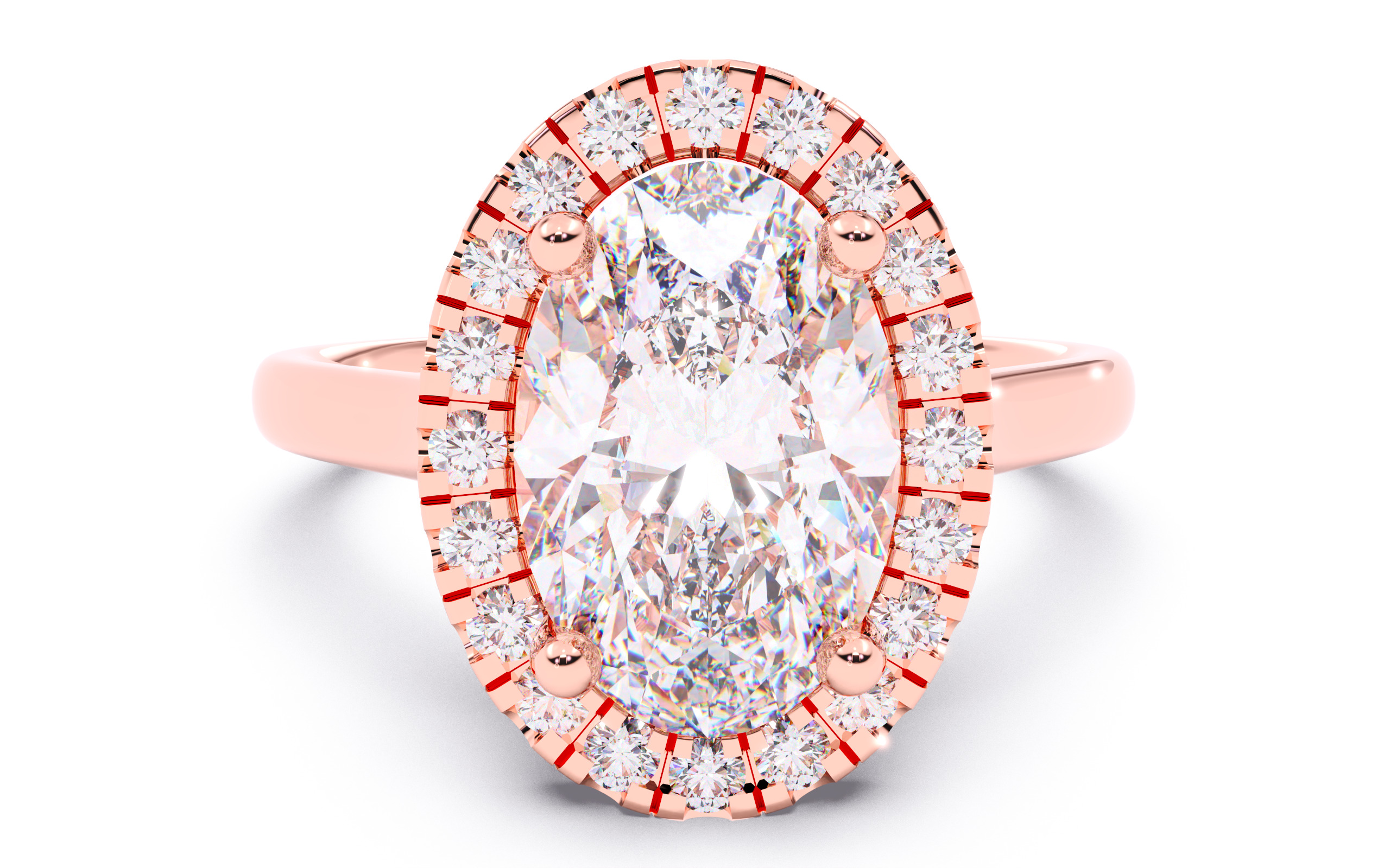 Oval Diamond Halo Setting Solitaire Ring 3D print model_13