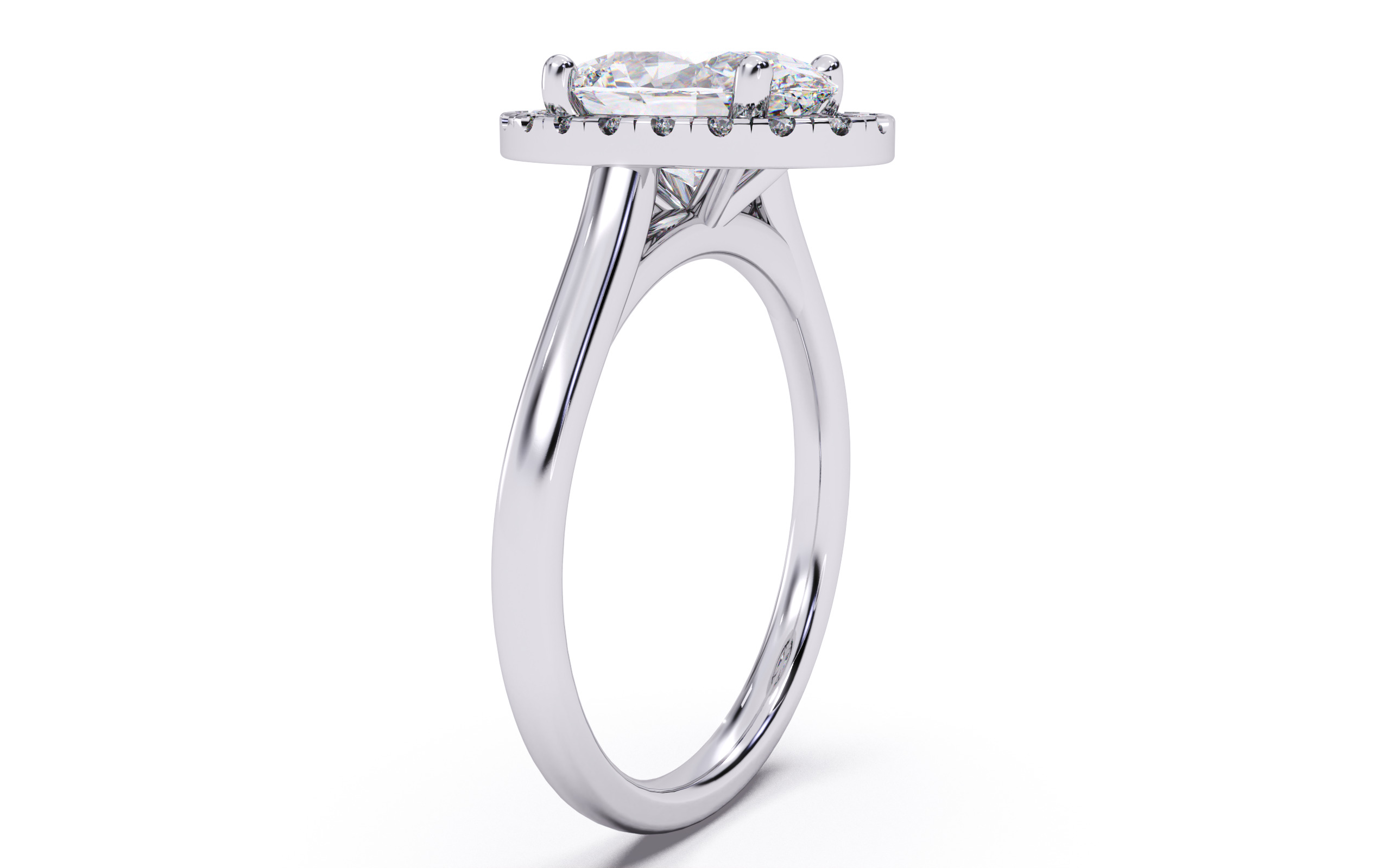 Oval Diamond Halo Setting Solitaire Ring 3D print model_19