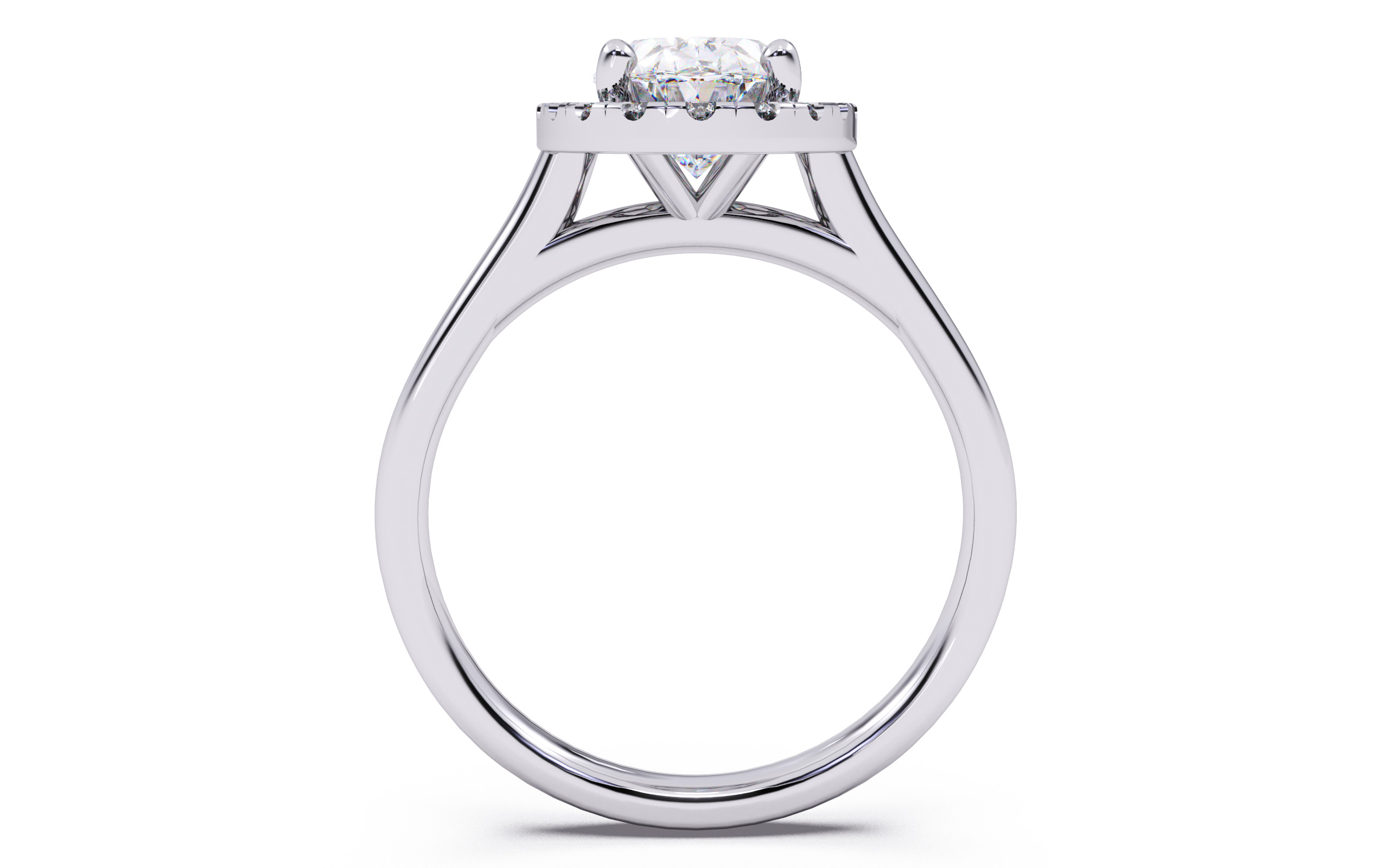 Oval Diamond Halo Setting Solitaire Ring 3D print model_6