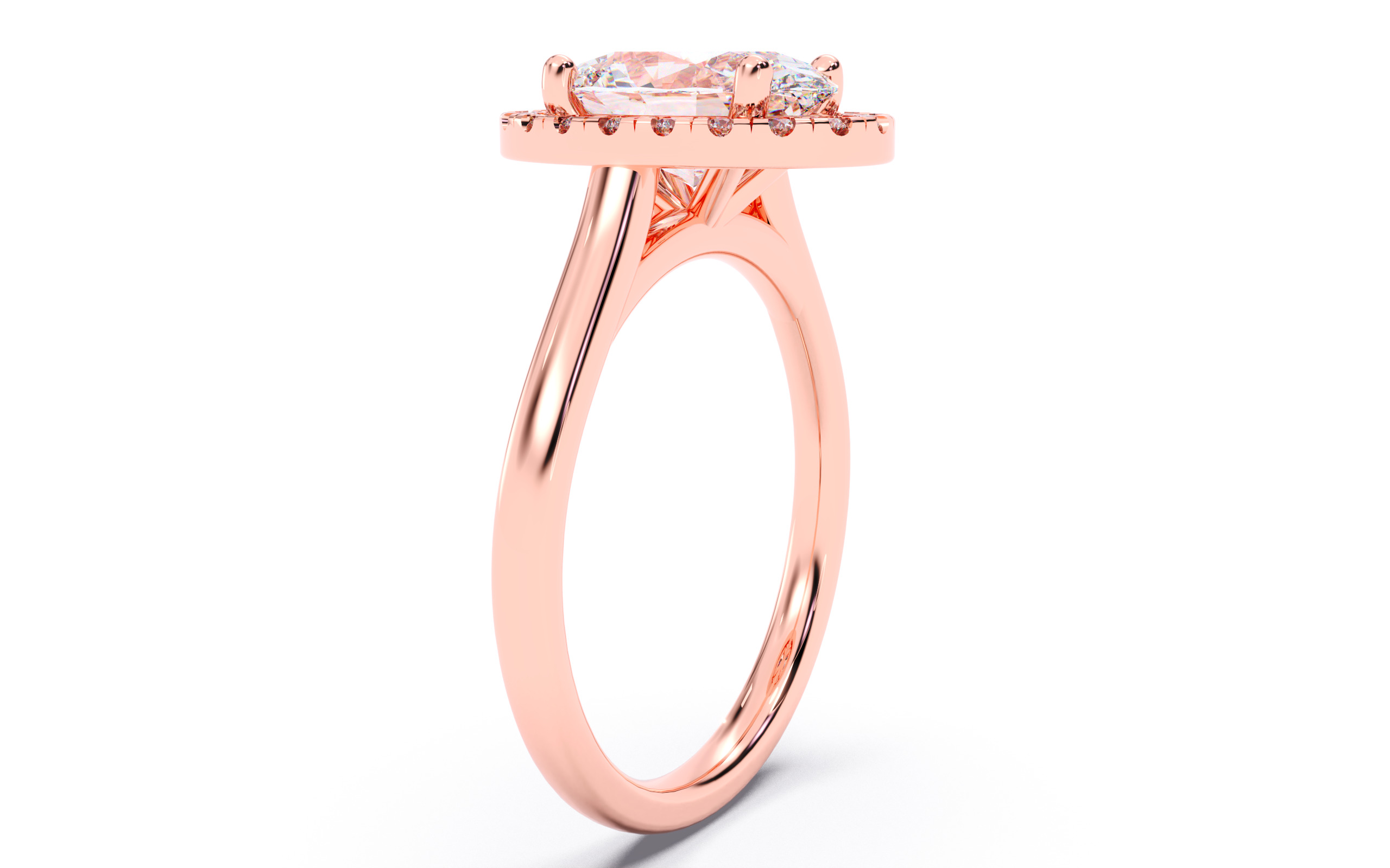 Oval Diamond Halo Setting Solitaire Ring 3D print model_21