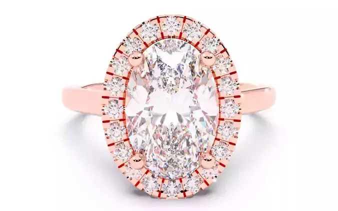 Oval Diamond Halo Setting Solitaire Ring  3D print model