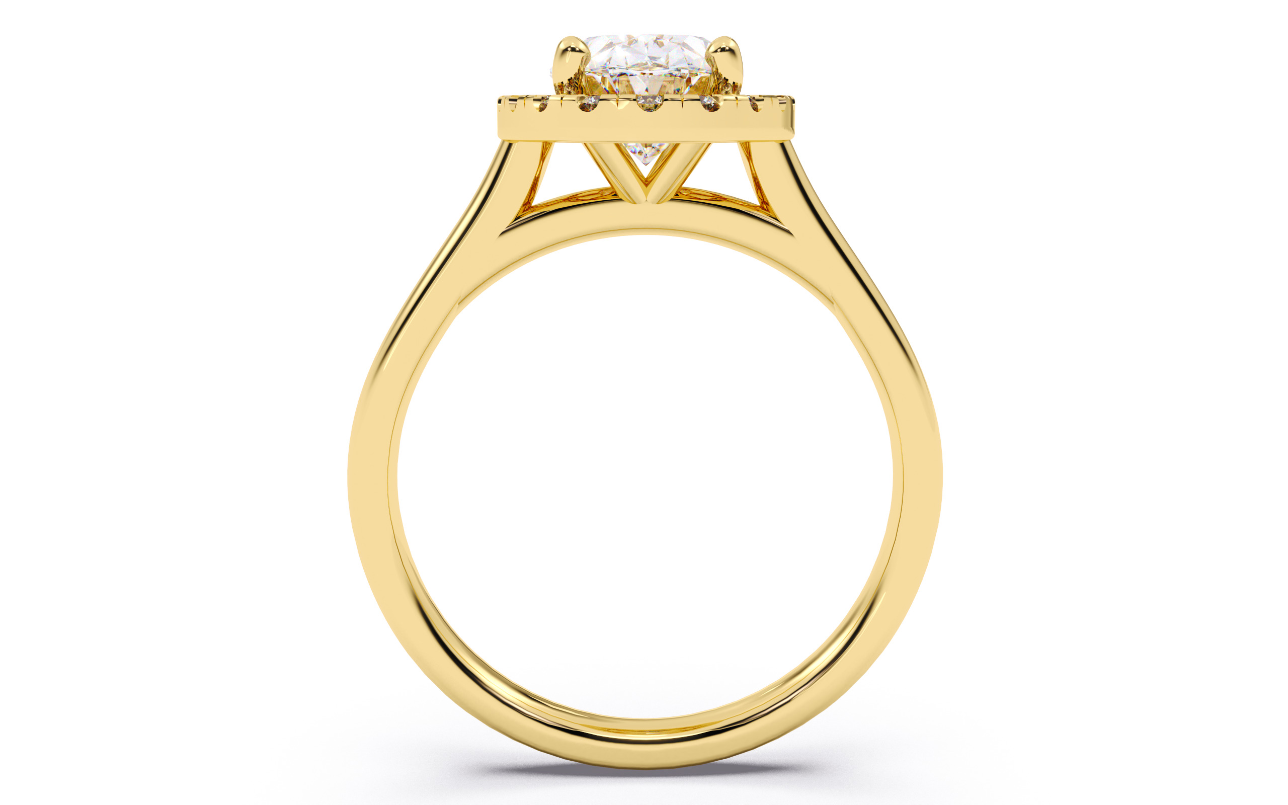 Oval Diamond Halo Setting Solitaire Ring 3D print model_9