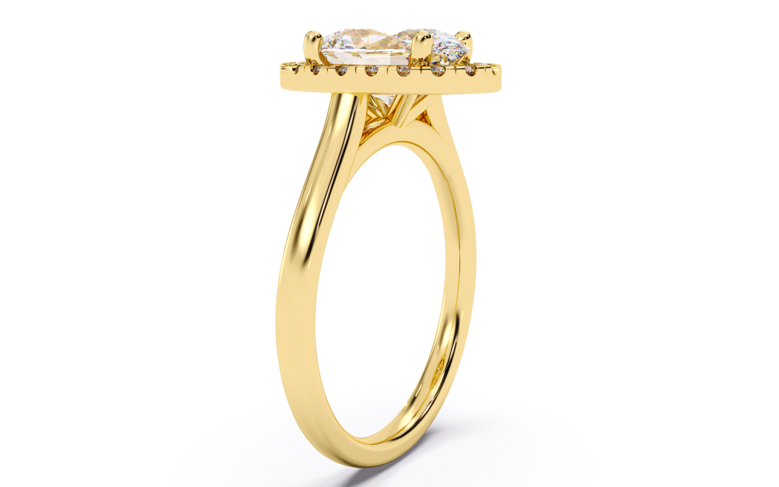 Oval Diamond Halo Setting Solitaire Ring 3D print model_12