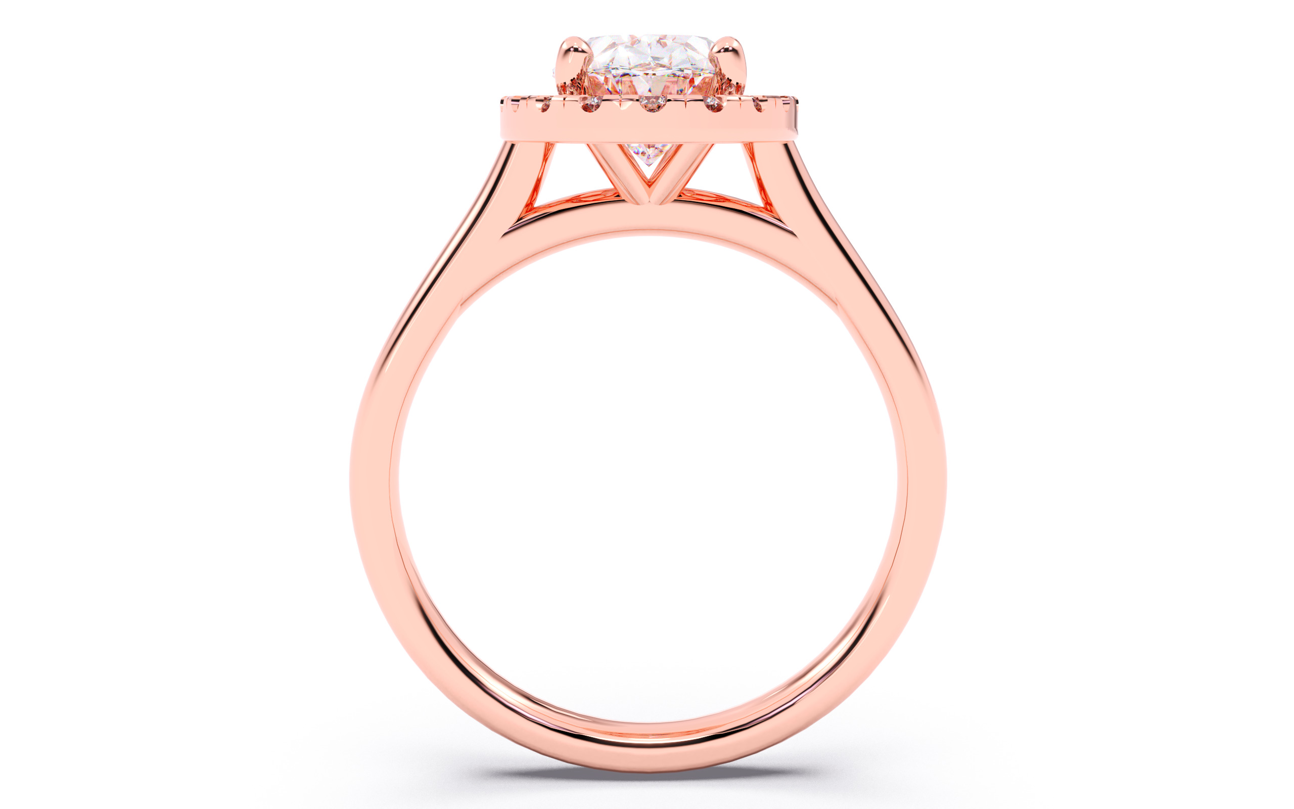 Oval Diamond Halo Setting Solitaire Ring 3D print model_11