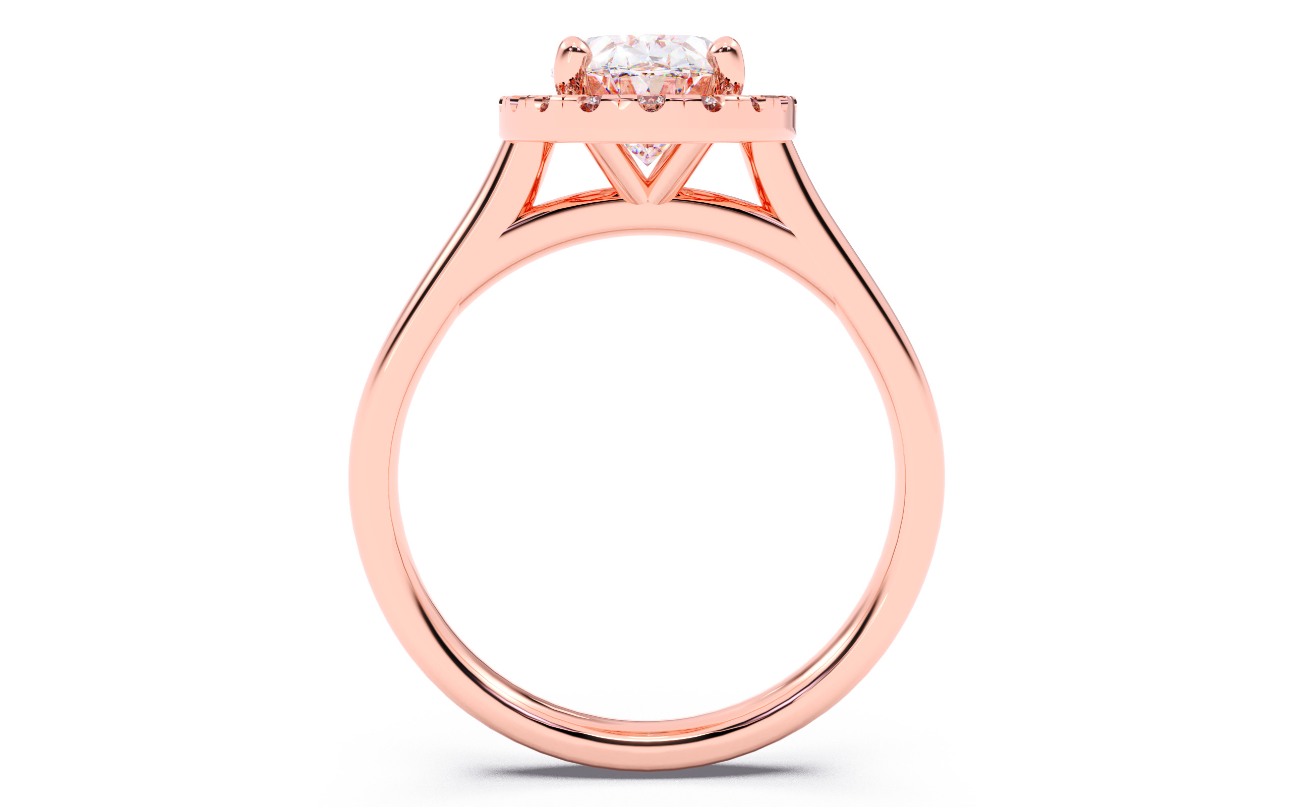 Oval Diamond Halo Setting Solitaire Ring 3D print model_10