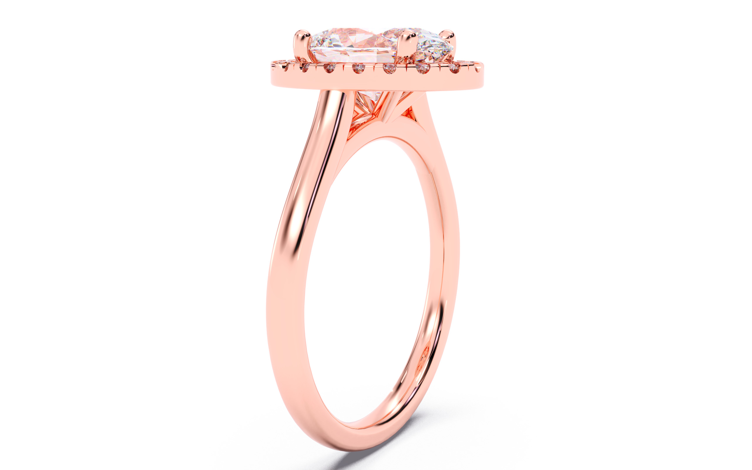 Oval Diamond Halo Setting Solitaire Ring 3D print model_20