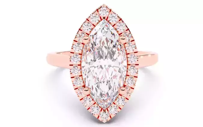 Marquise Diamond Halo Setting Solitaire Ring  3D print model