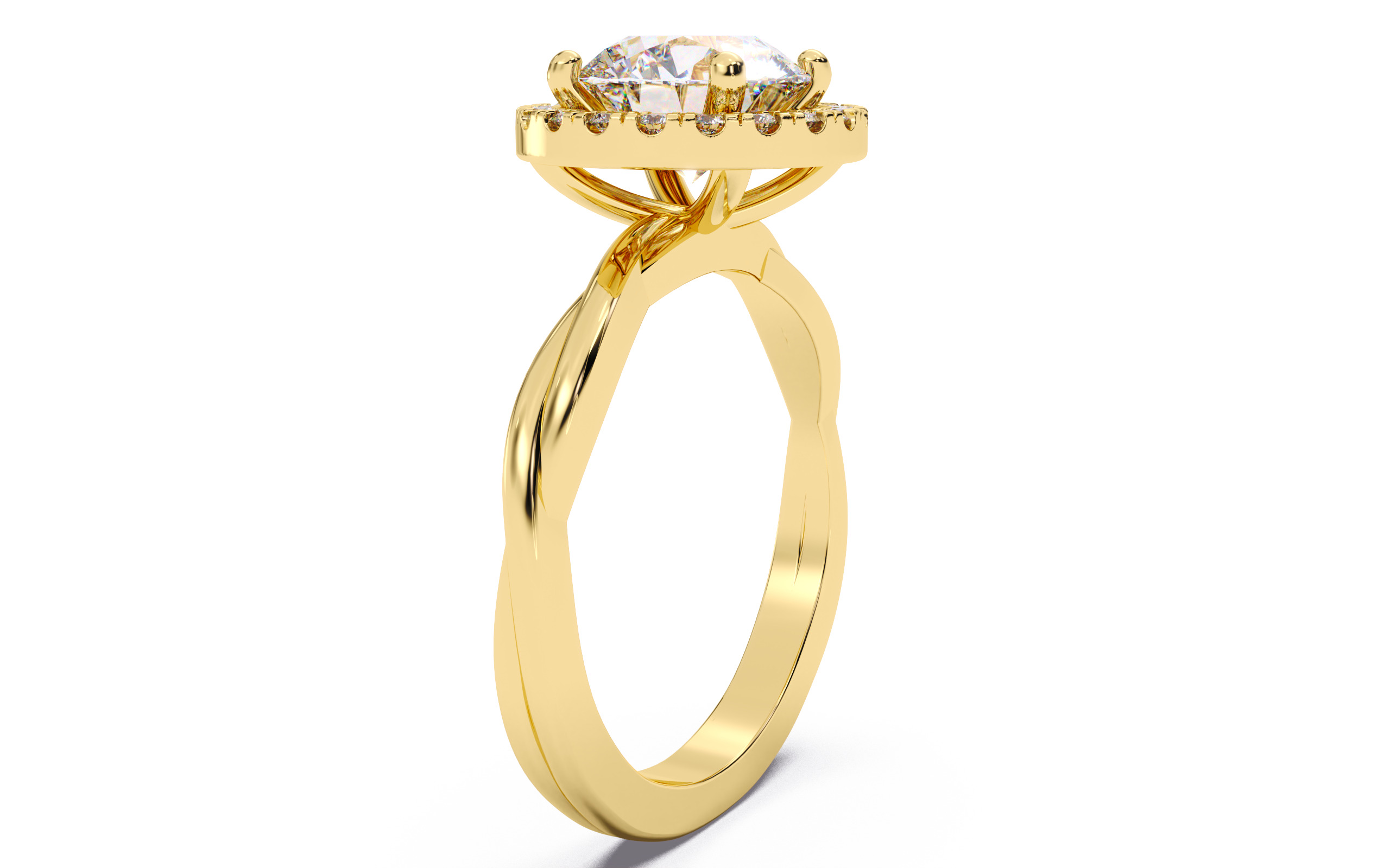 Round Diamond Halo Setting Solitaire Ring 3D print model_2