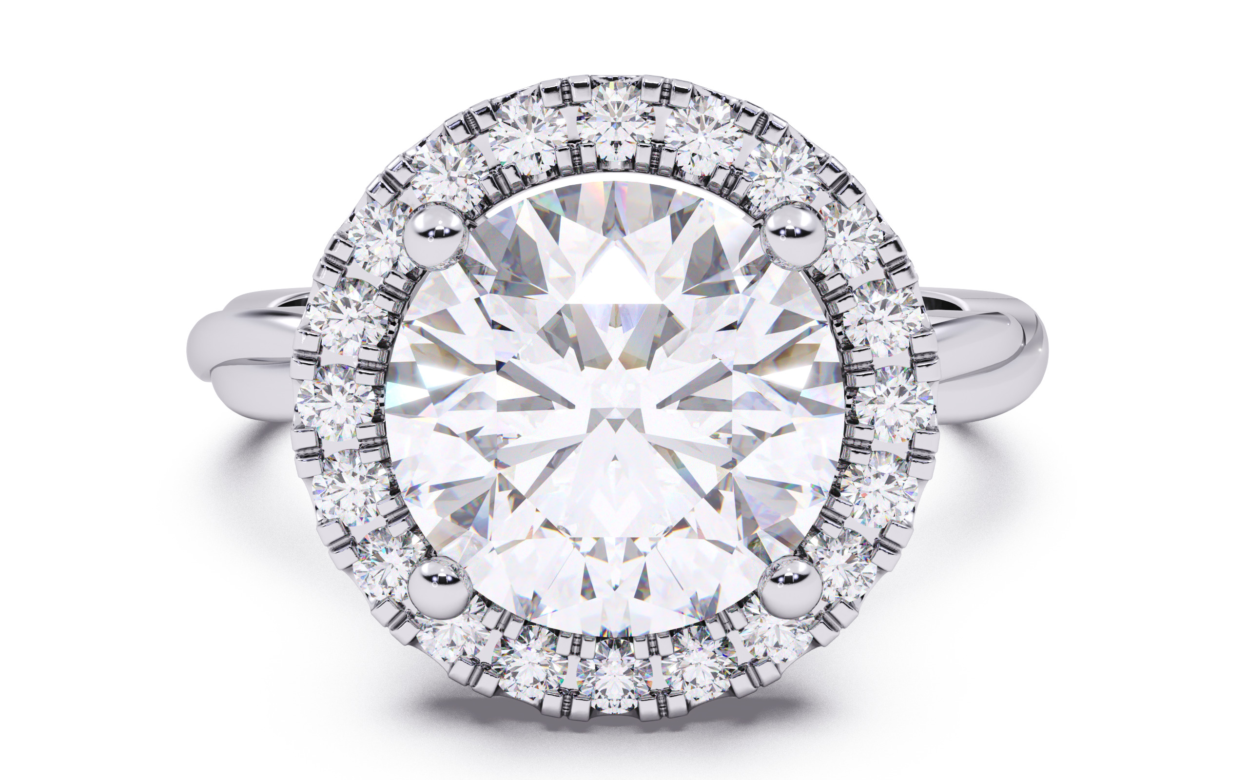 Round Diamond Halo Setting Solitaire Ring 3D print model_16