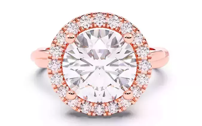 Round Diamond Halo Setting Solitaire Ring  3D print model