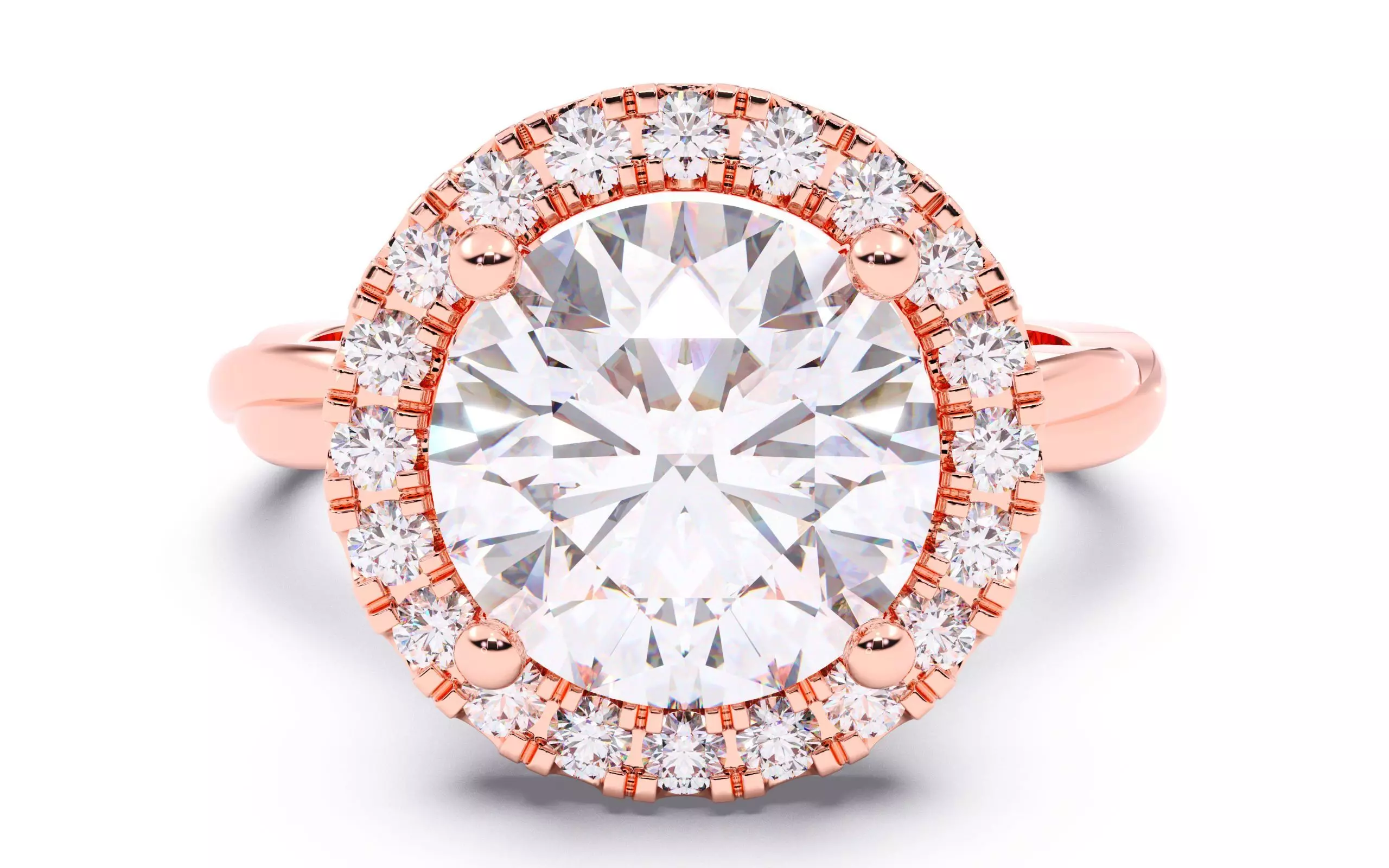 Round Diamond Halo Setting Solitaire Ring 3D print model_0