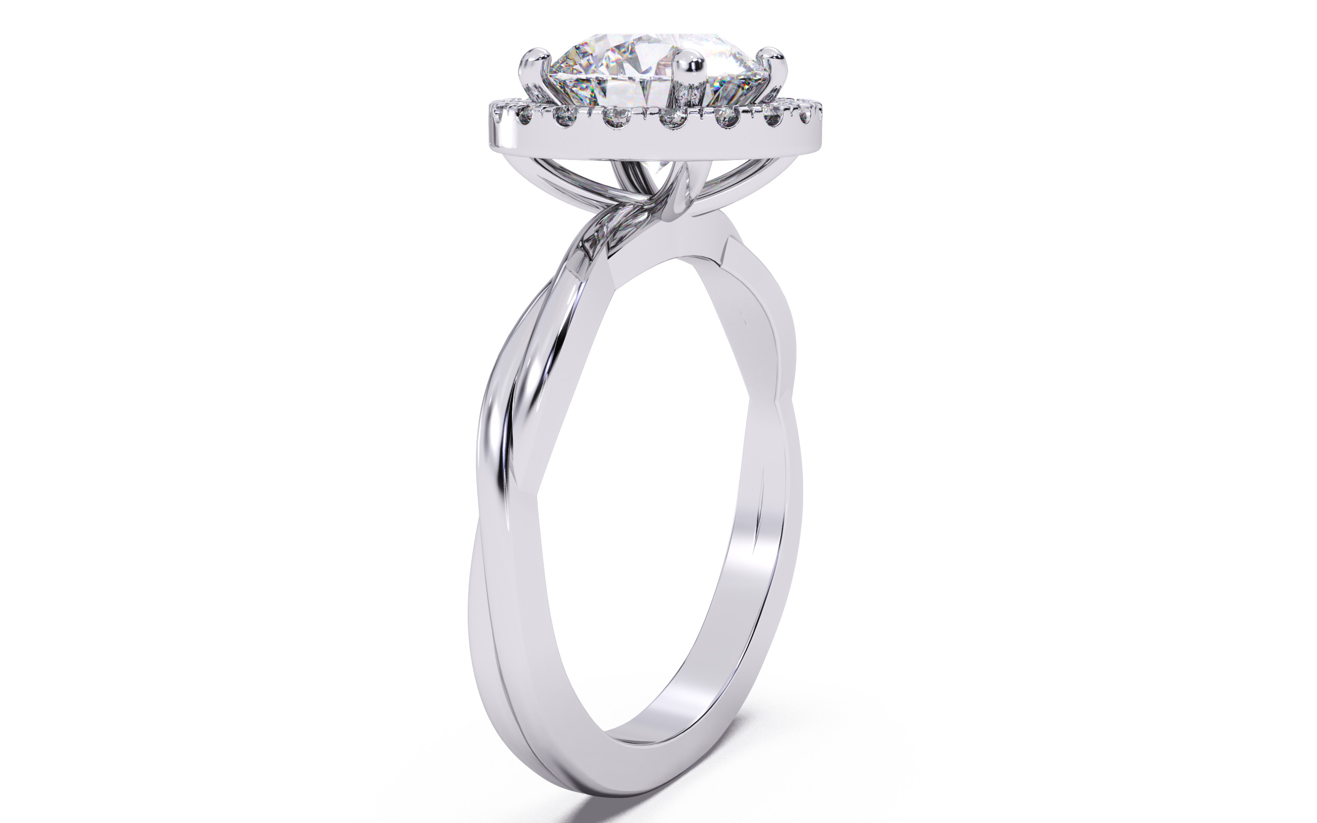 Round Diamond Halo Setting Solitaire Ring 3D print model_22