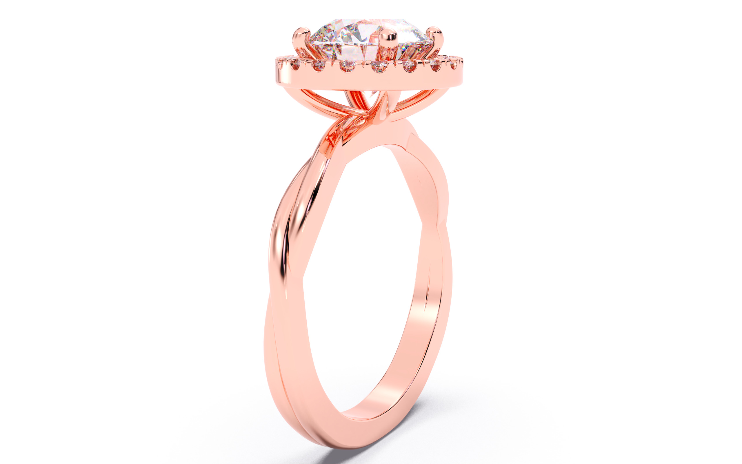 Round Diamond Halo Setting Solitaire Ring 3D print model_21