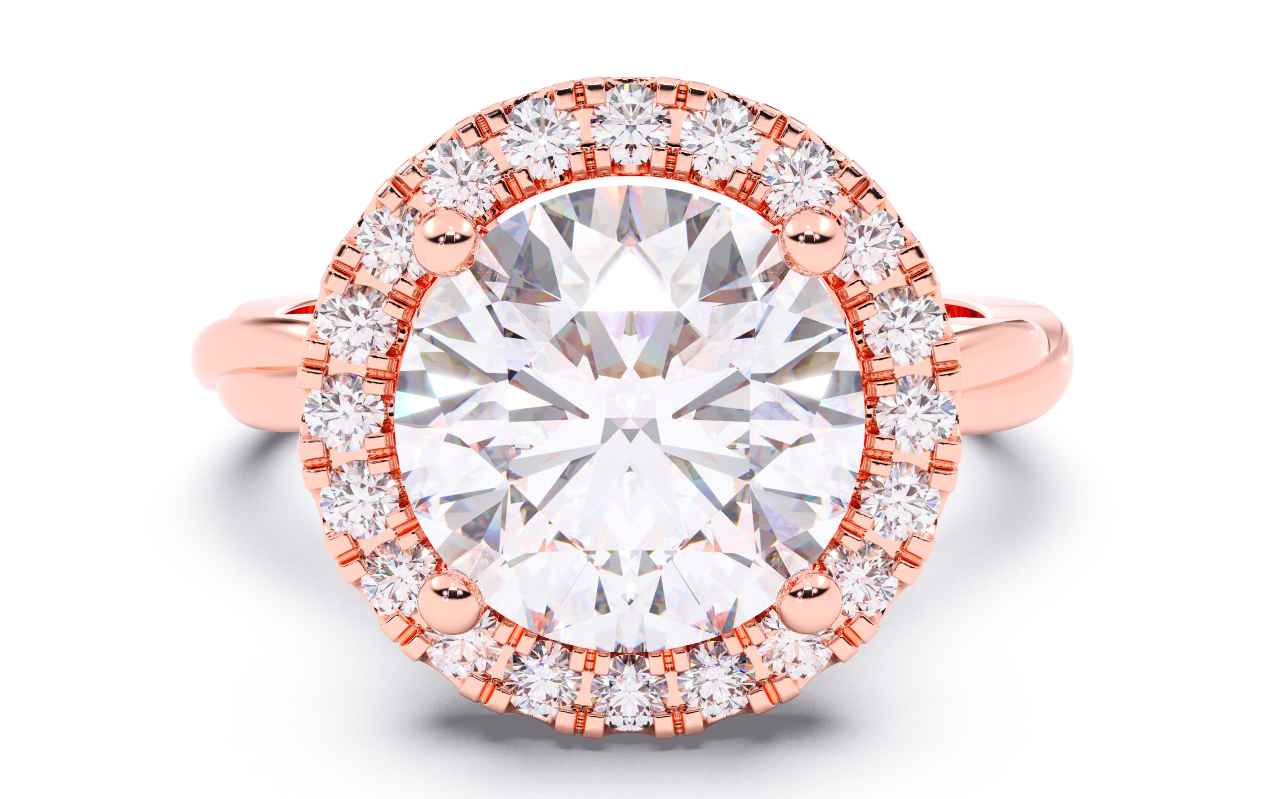 Round Diamond Halo Setting Solitaire Ring 3D print model_15