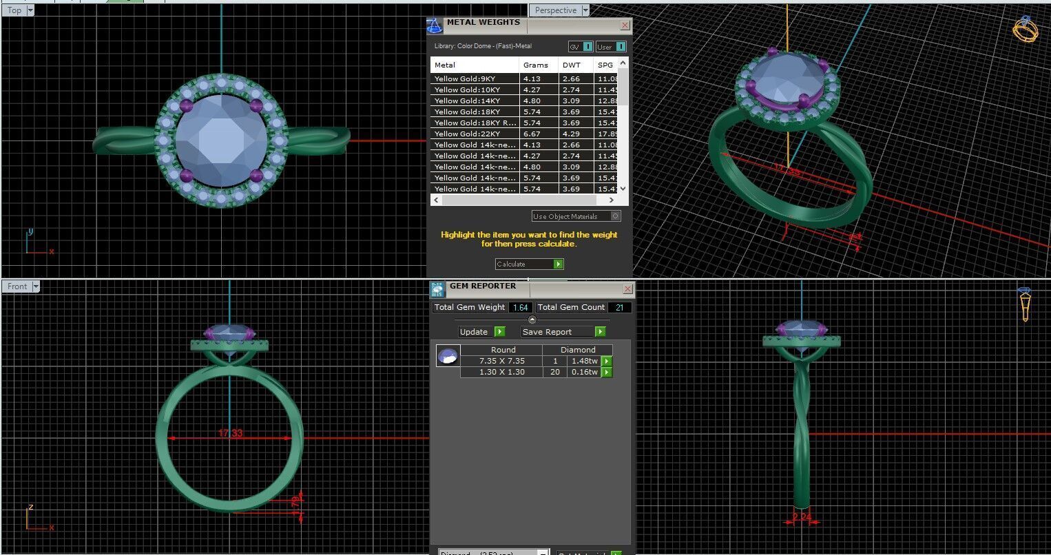 Round Diamond Halo Setting Solitaire Ring 3D print model_27