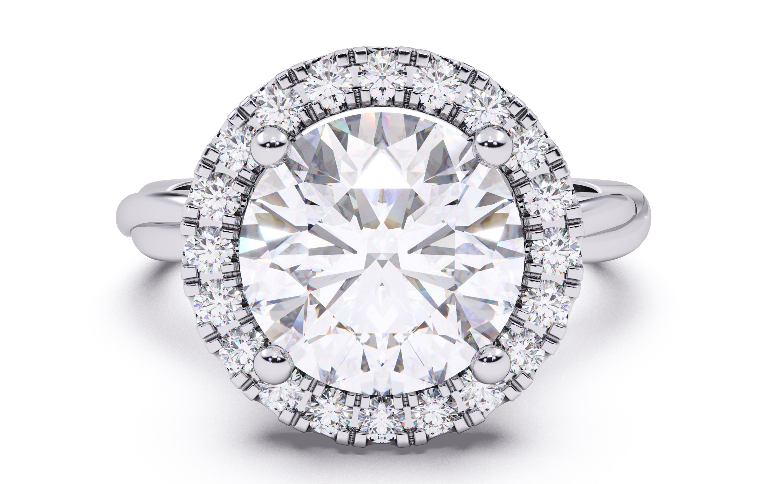 Round Diamond Halo Setting Solitaire Ring 3D print model_17