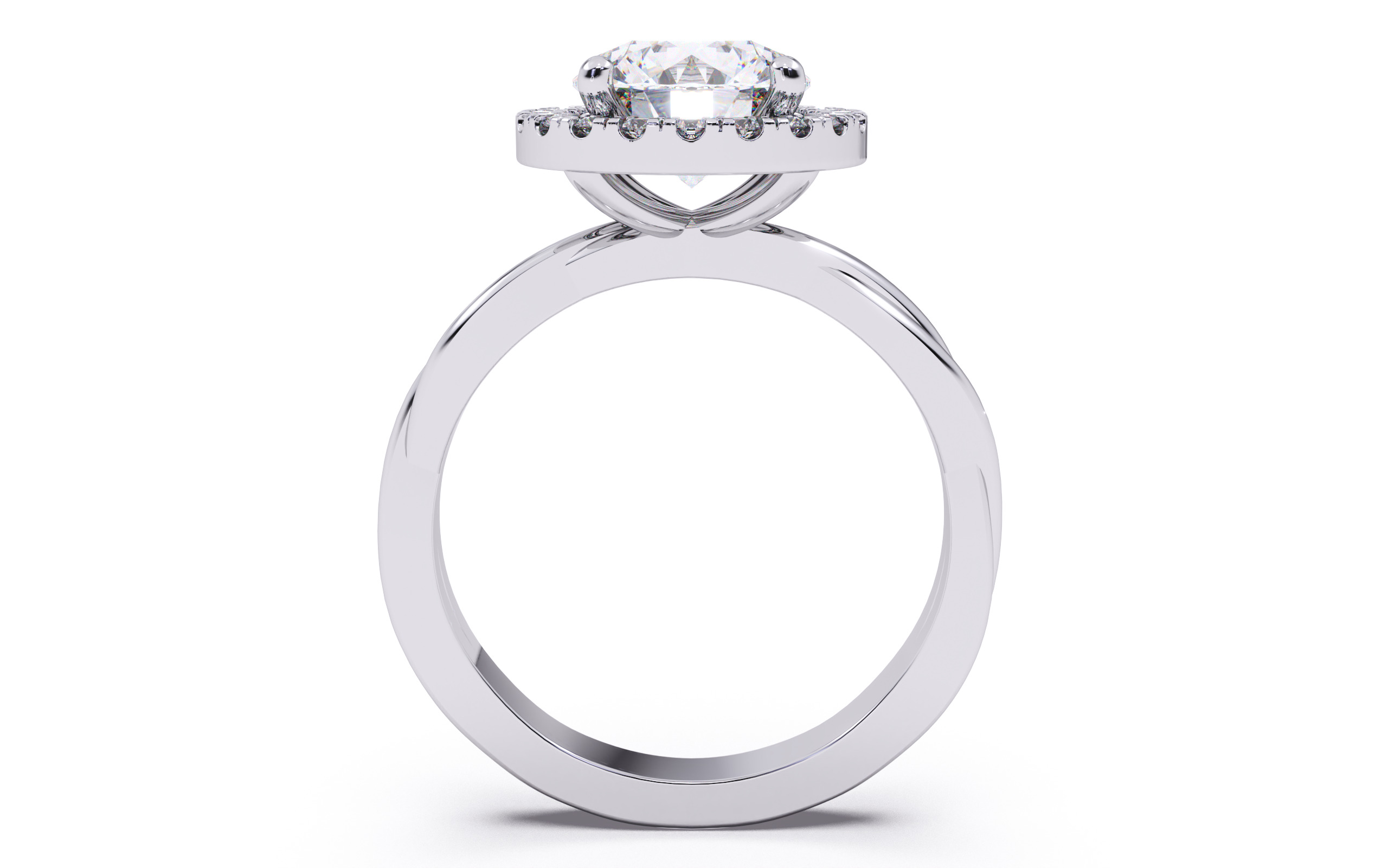 Round Diamond Halo Setting Solitaire Ring 3D print model_11